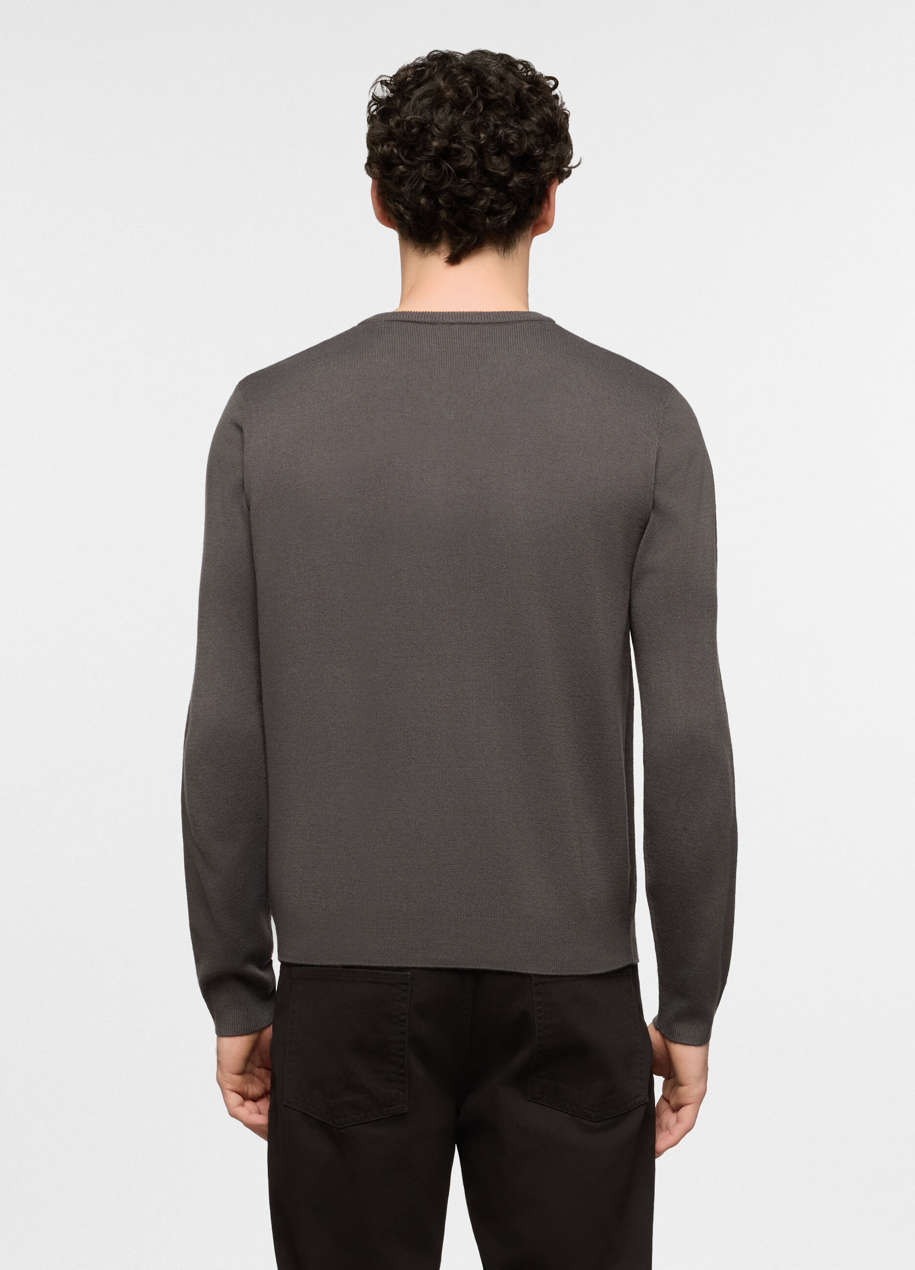 Maglione collo a V in jersey uomo_1