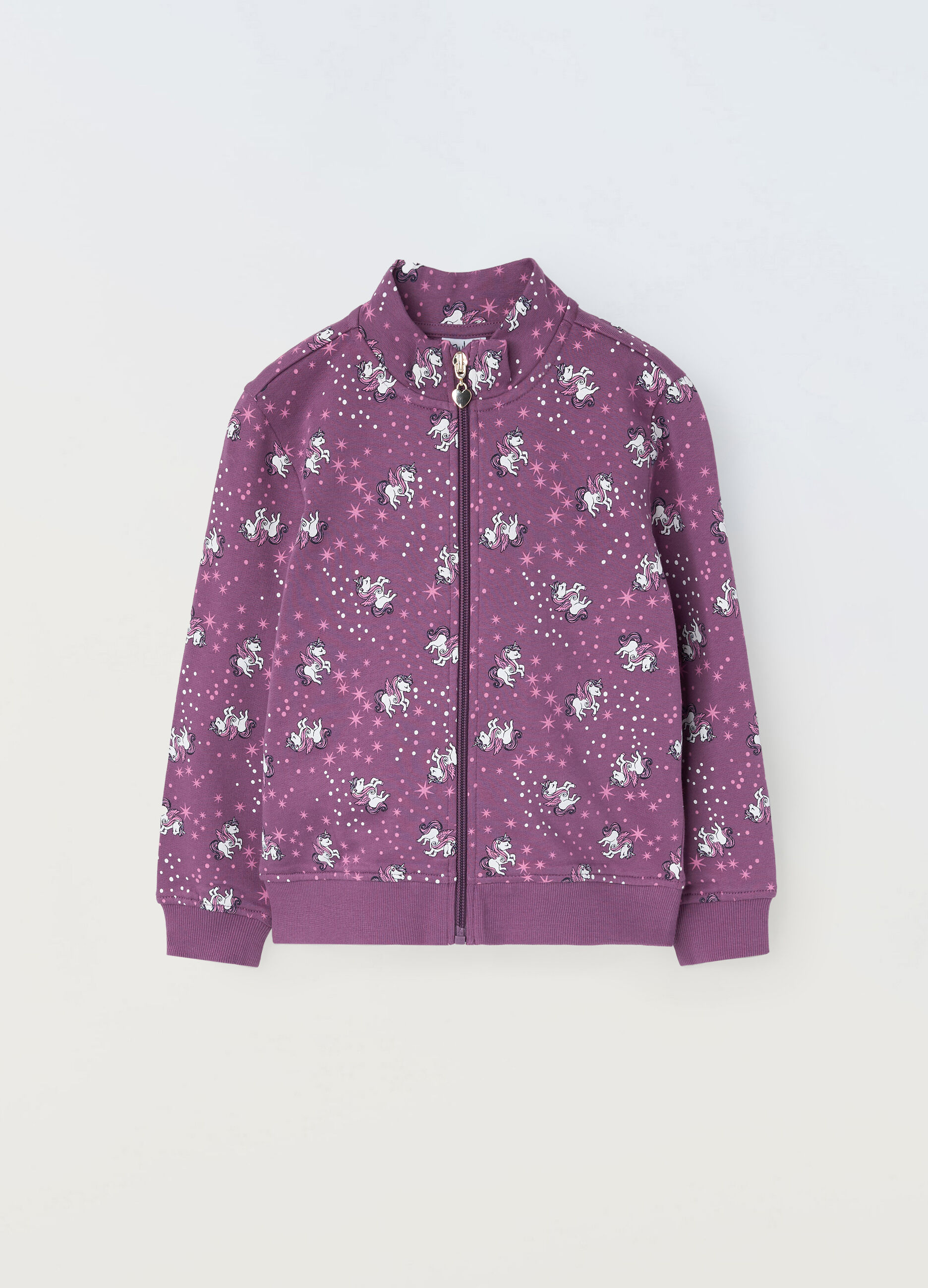 Felpa full zip con stampa bambina_0
