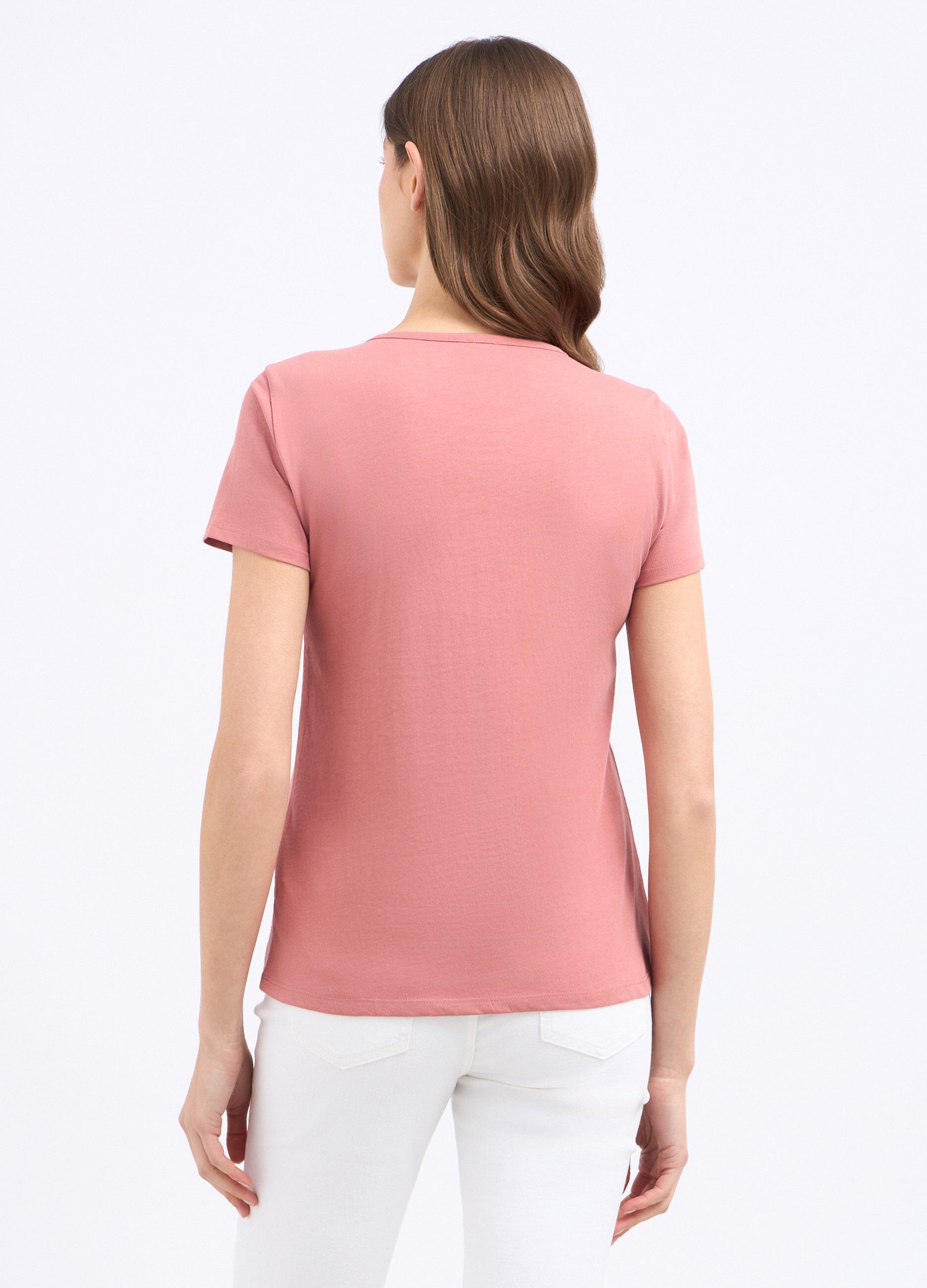 T-shirt in puro cotone con stampa glitter donna_1