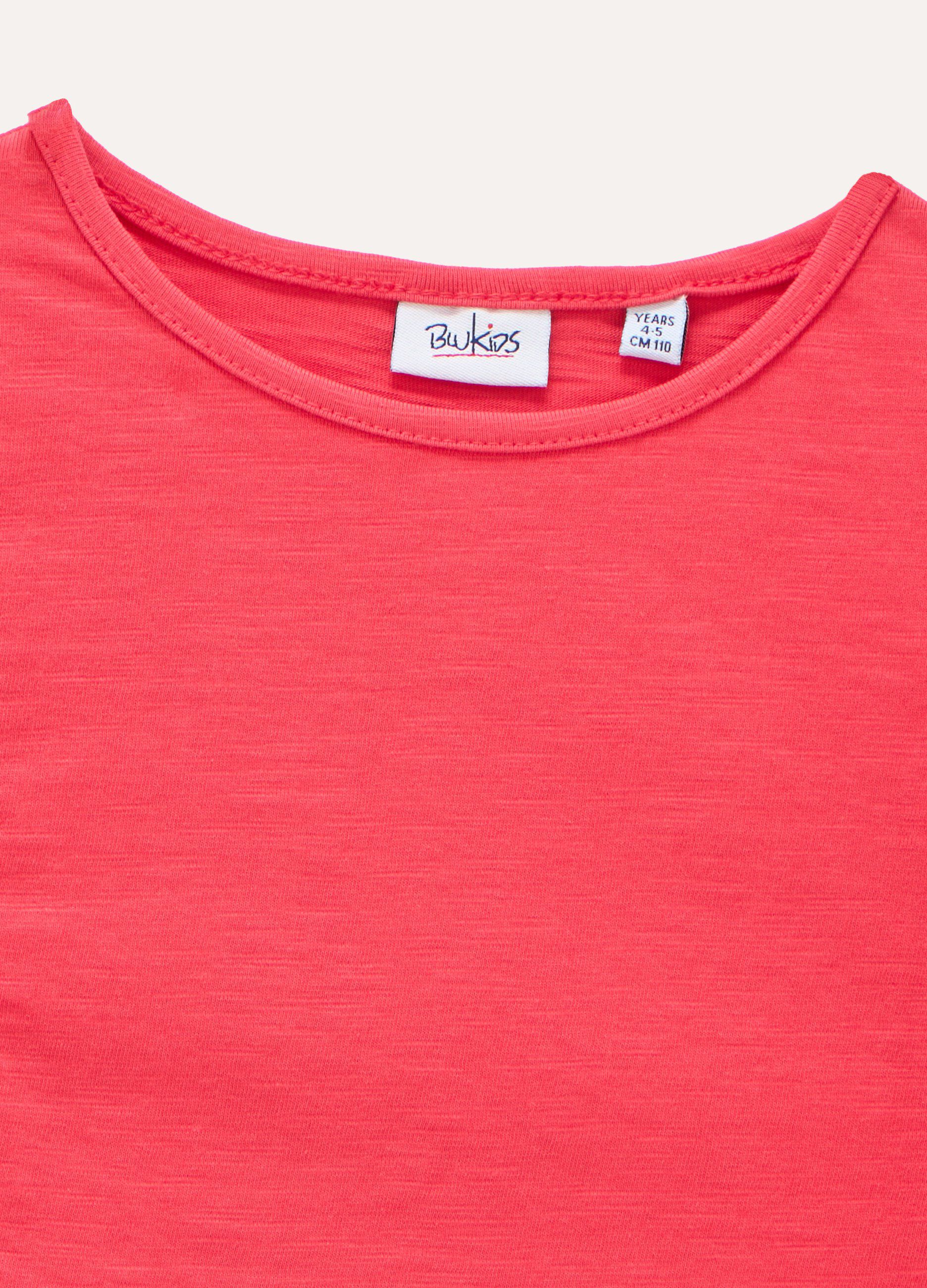 T-shirt in puro cotone slub con rouches bambina_1