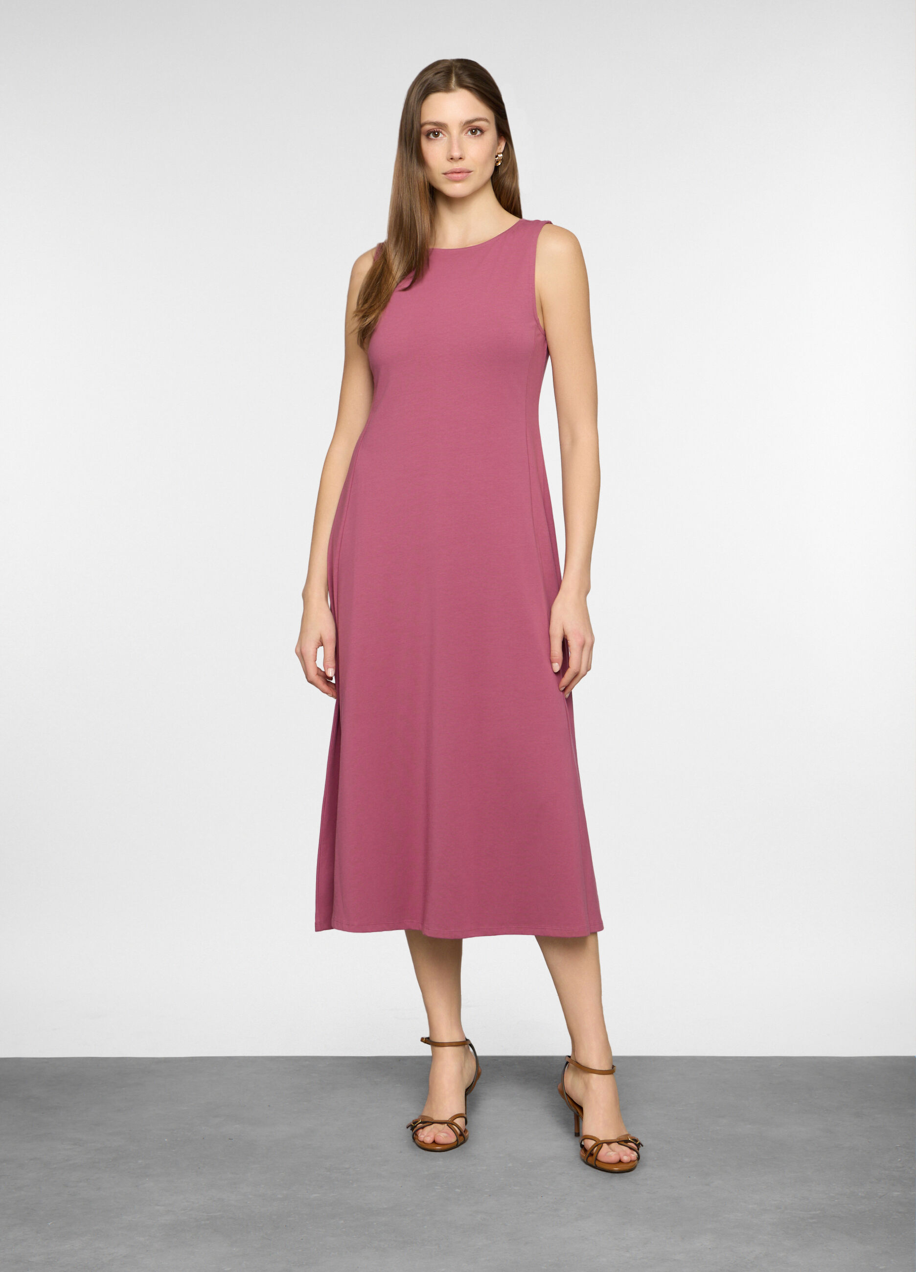 Abito lungo girocollo in jersey stretch donna_0