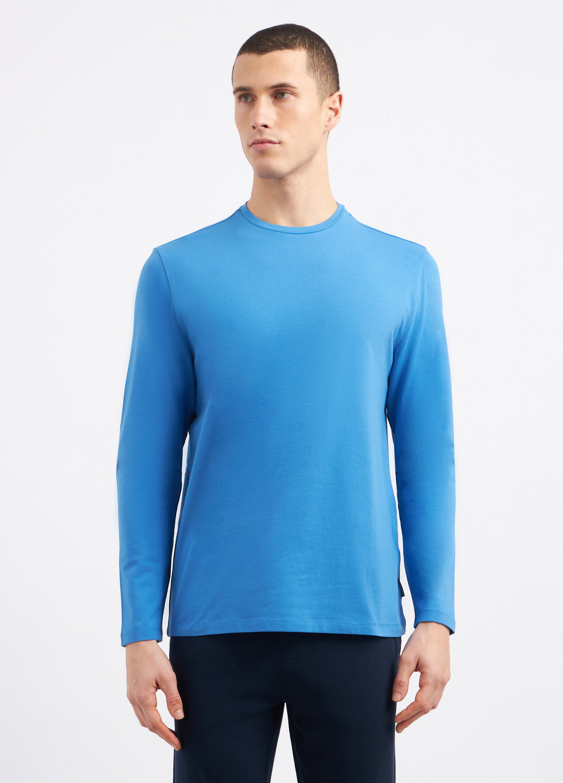 T-shirt a maniche lunghe in cotone stretch uomo_0