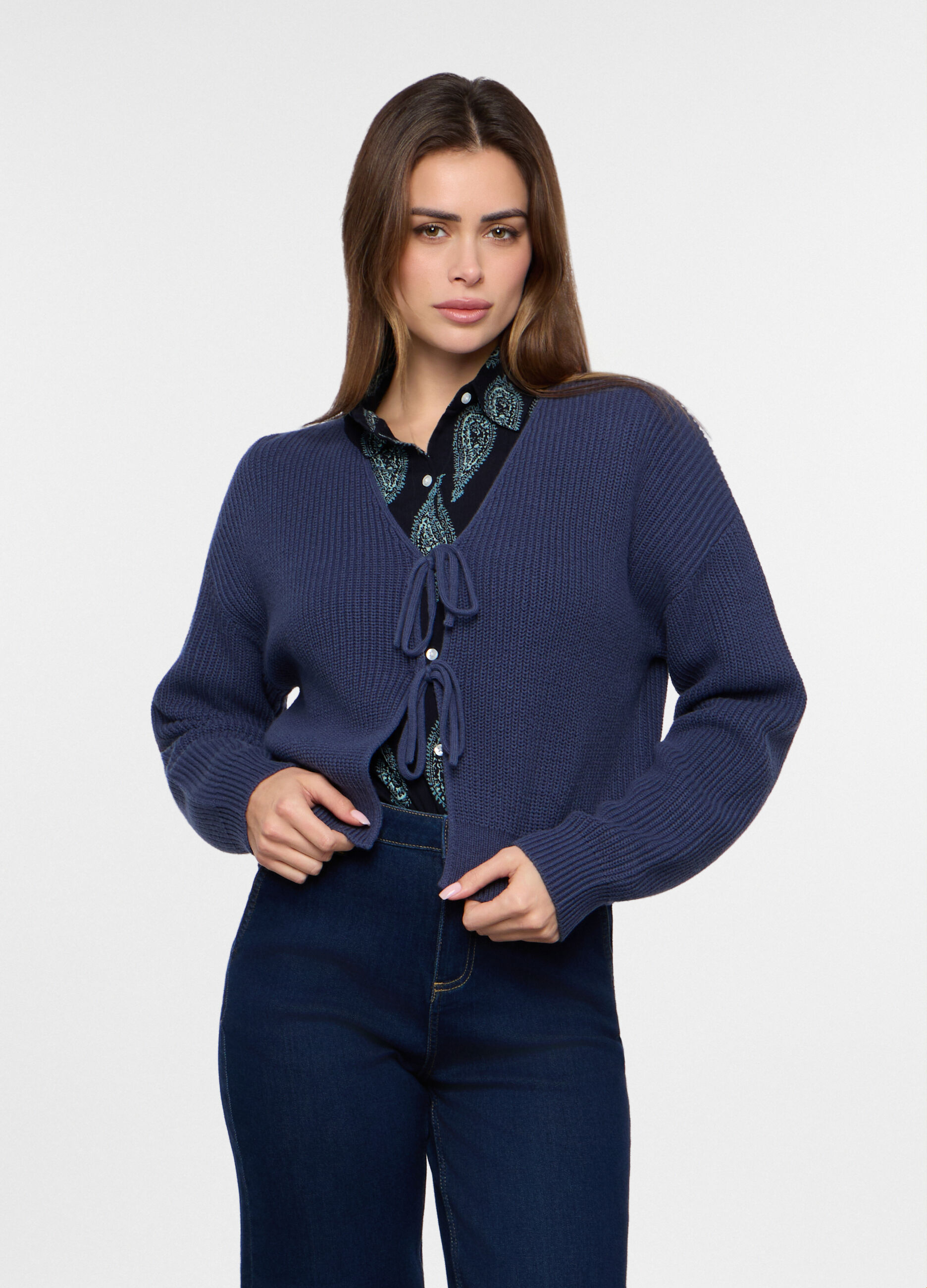 Cardigan tricot misto cotone donna_0