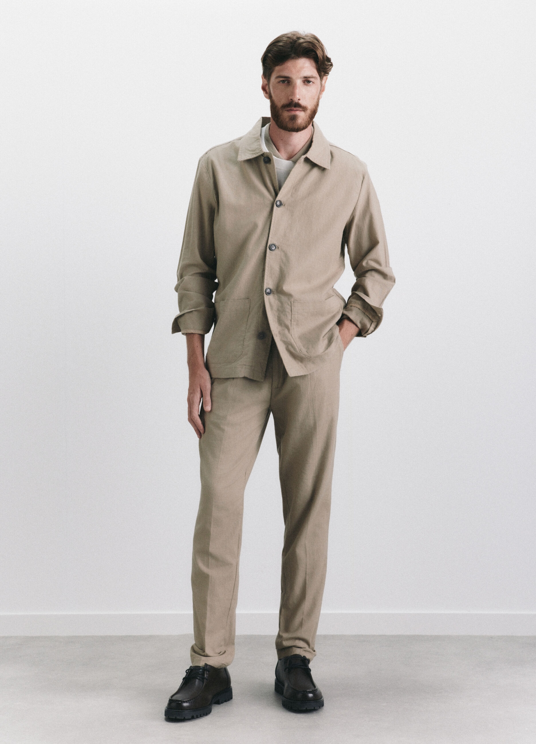 Giacca a camicia in lino e cotone uomo