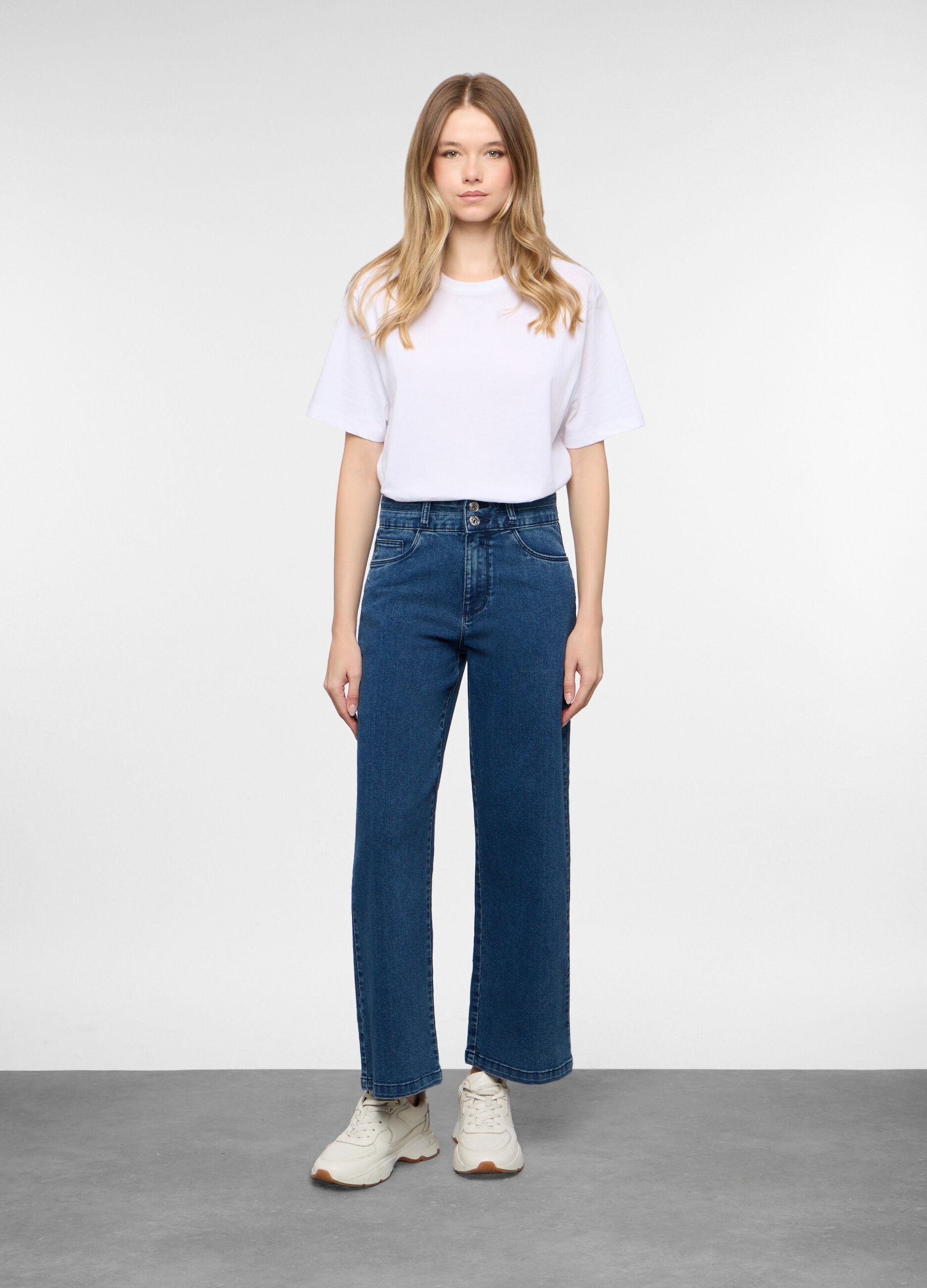 5 Tasche fit Culotte in denim stretch donna_0