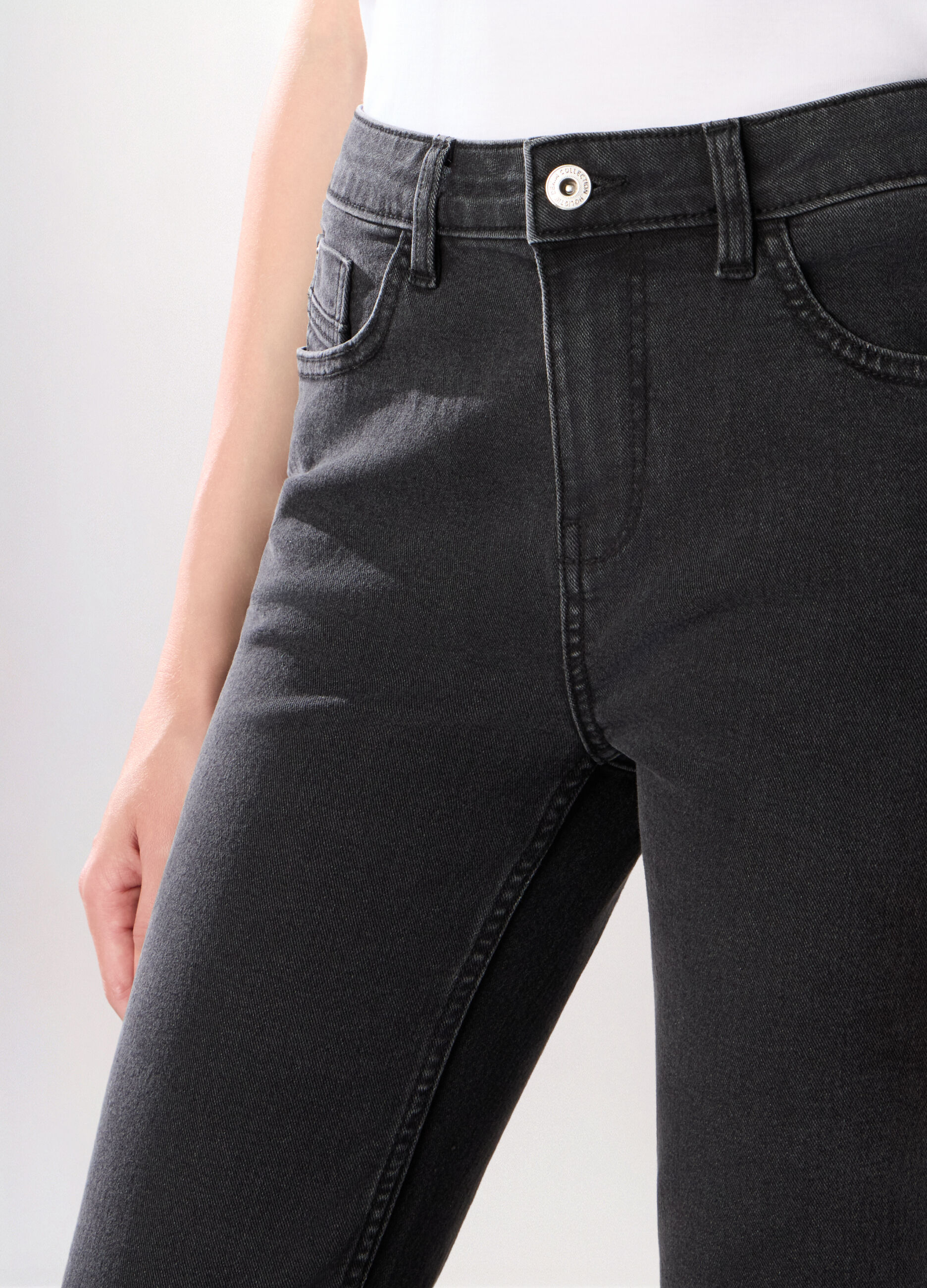 Pantaloni in denim misto cotone donna_2