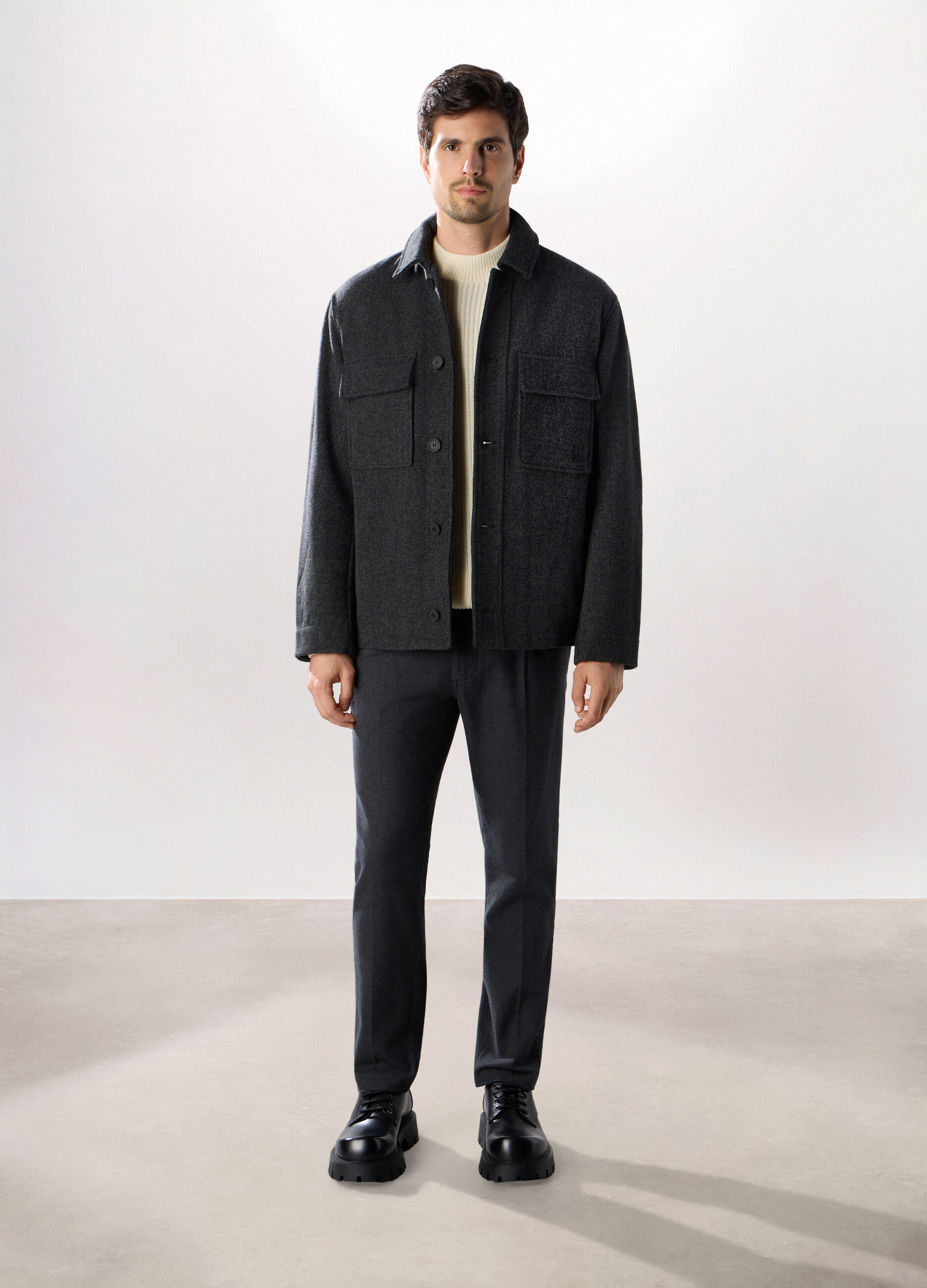 Caban effetto tweed uomo_0