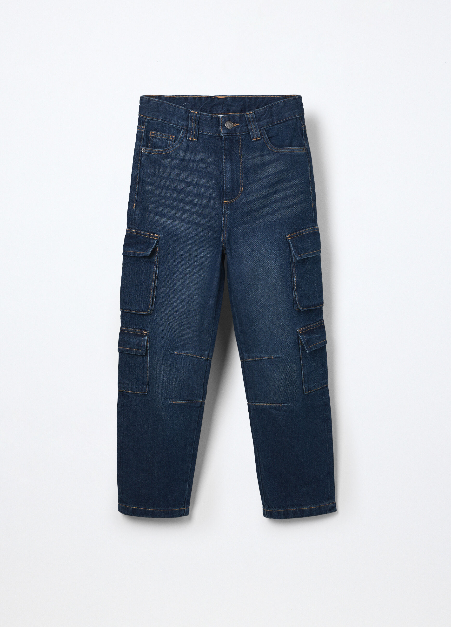 Pantaloni cargo in denim di puro cotone ragazzo