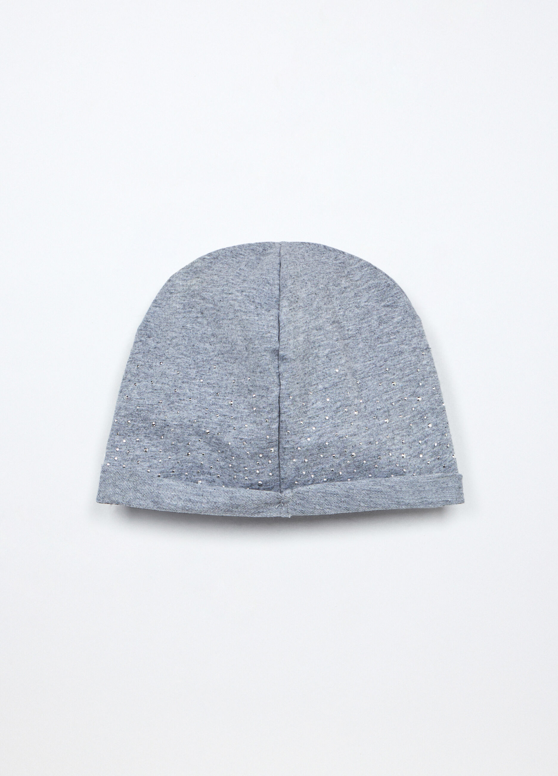 Berretto in cotone stretch con strass_1