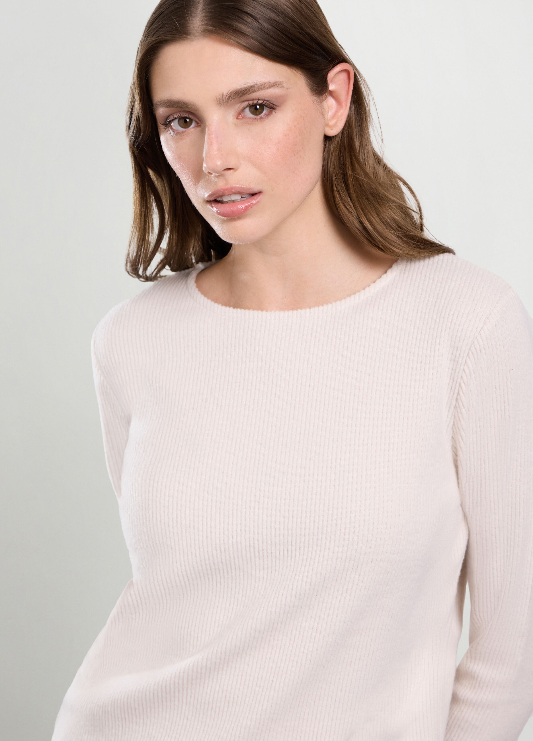 T-shirt in costina misto viscosa donna_2