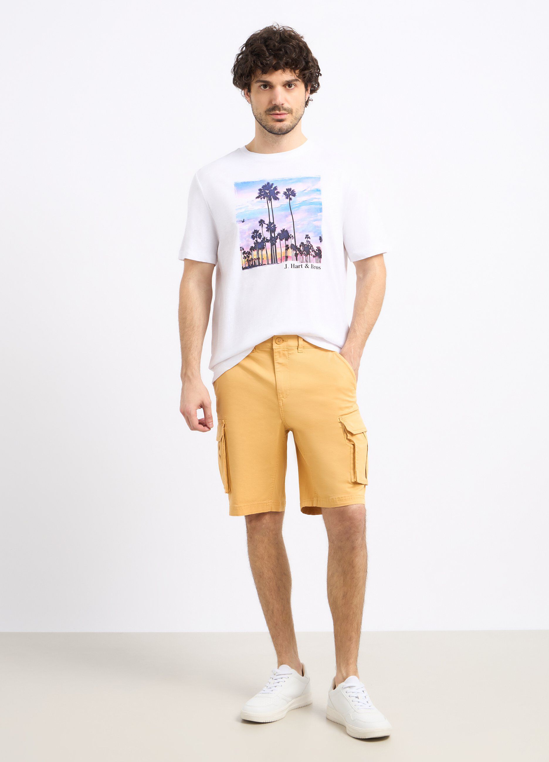 Shorts cargo in cotone stretch uomo_0