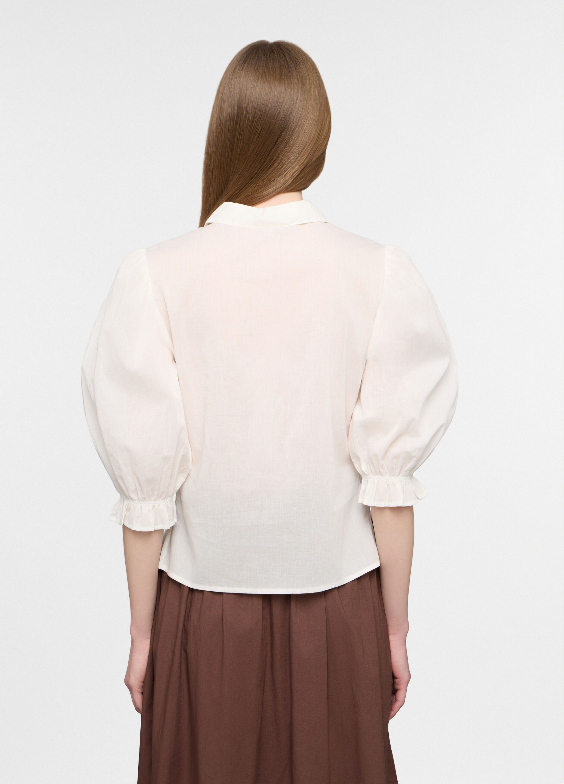 Camicia fit regular con collo classico in cotone voile donna_1