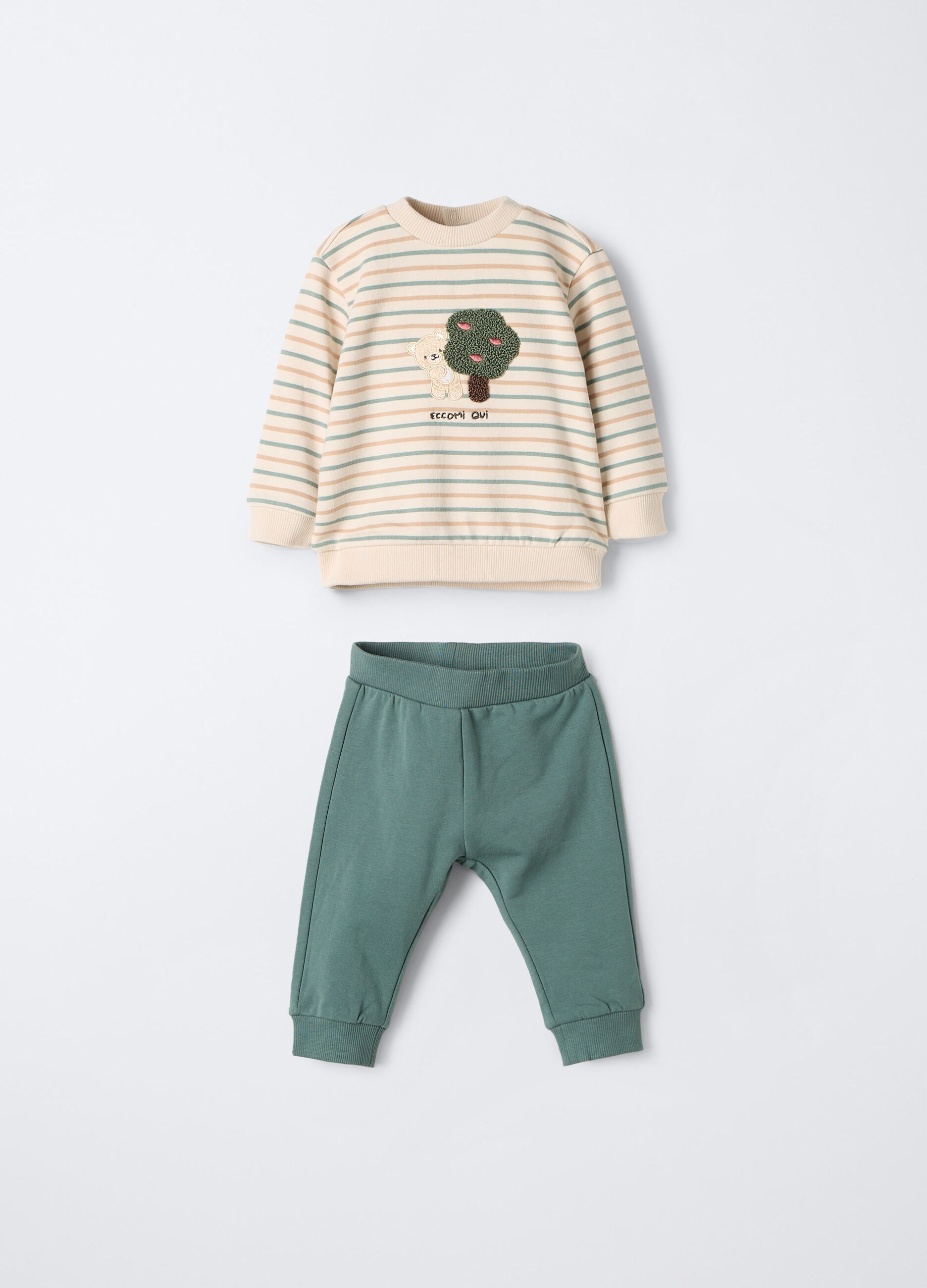 Jogging set in felpa di cotone stretch neonato_0