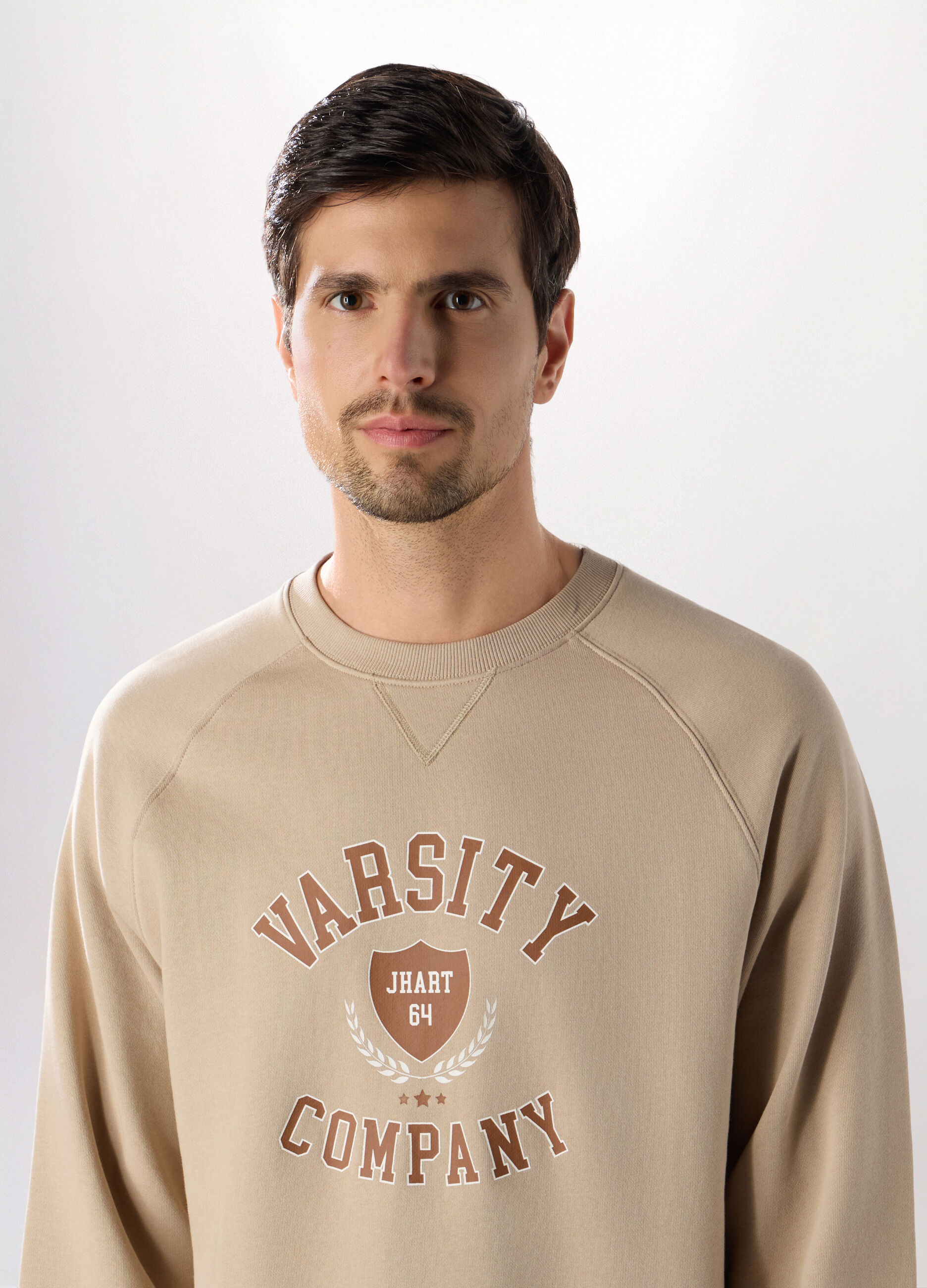 Felpa girocollo in cotone con stampa uomo_2