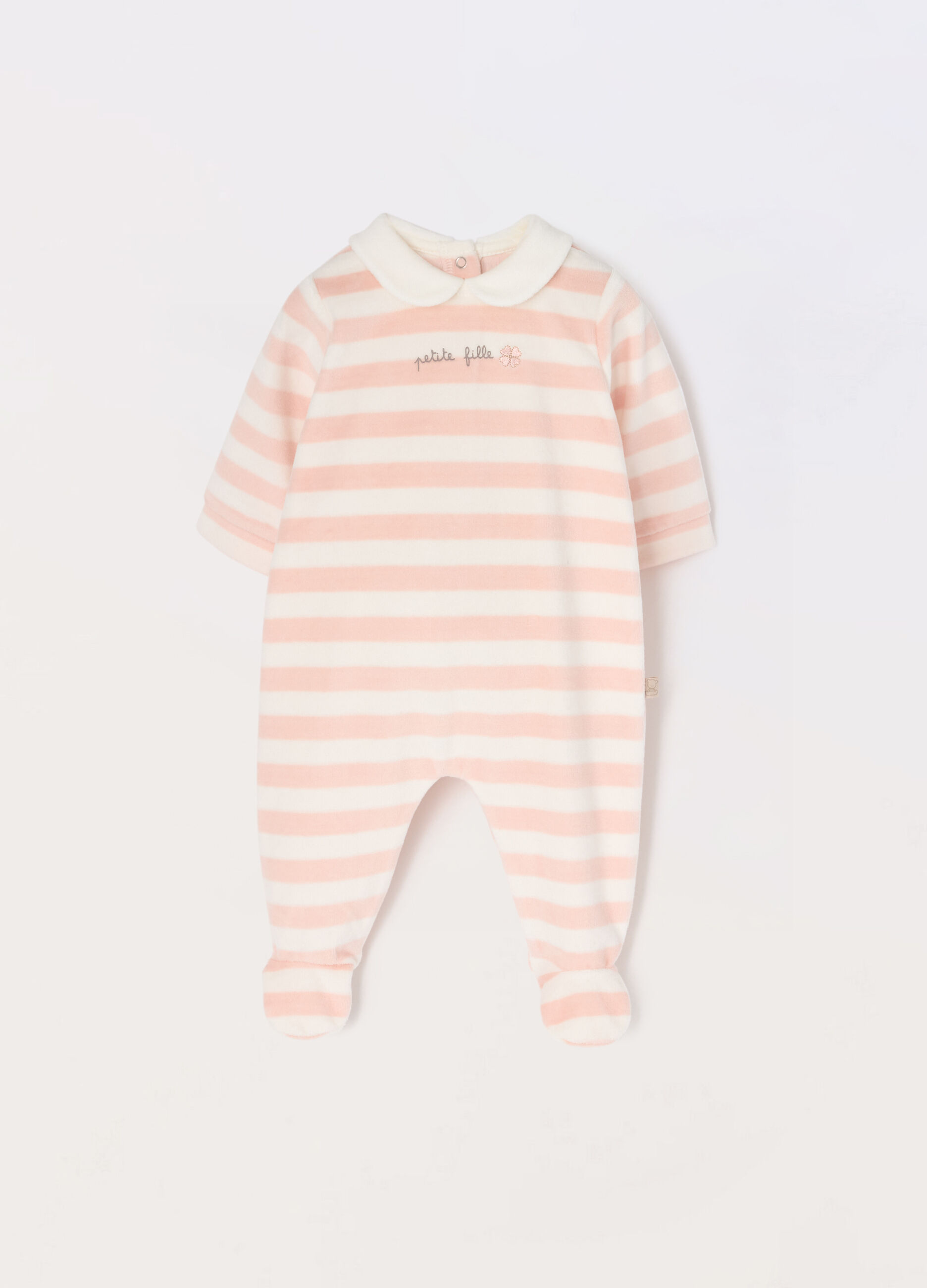 Tutina velours misto cotone a righe neonata_0