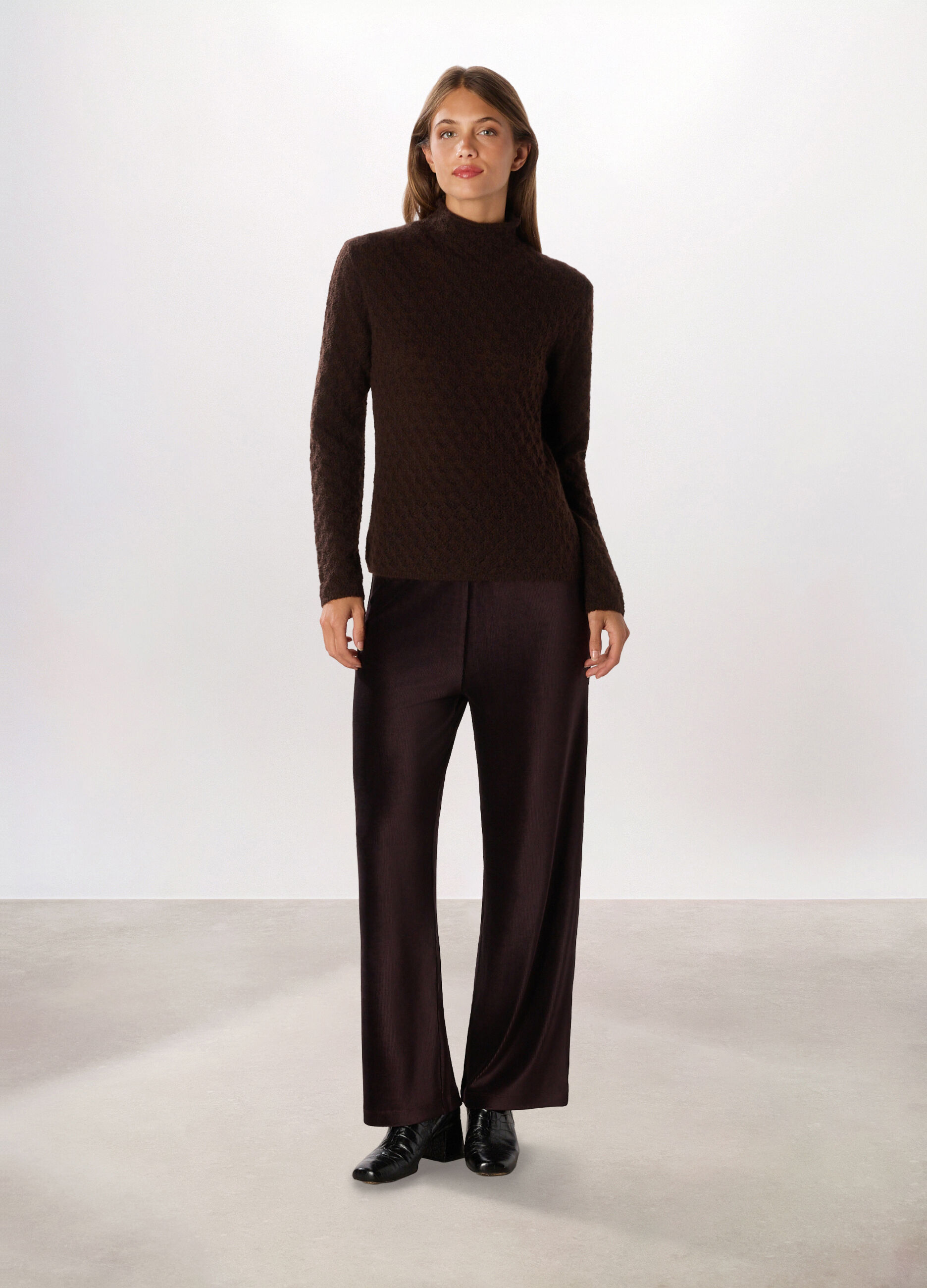 Pantaloni wide leg in costina di velluto donna_0