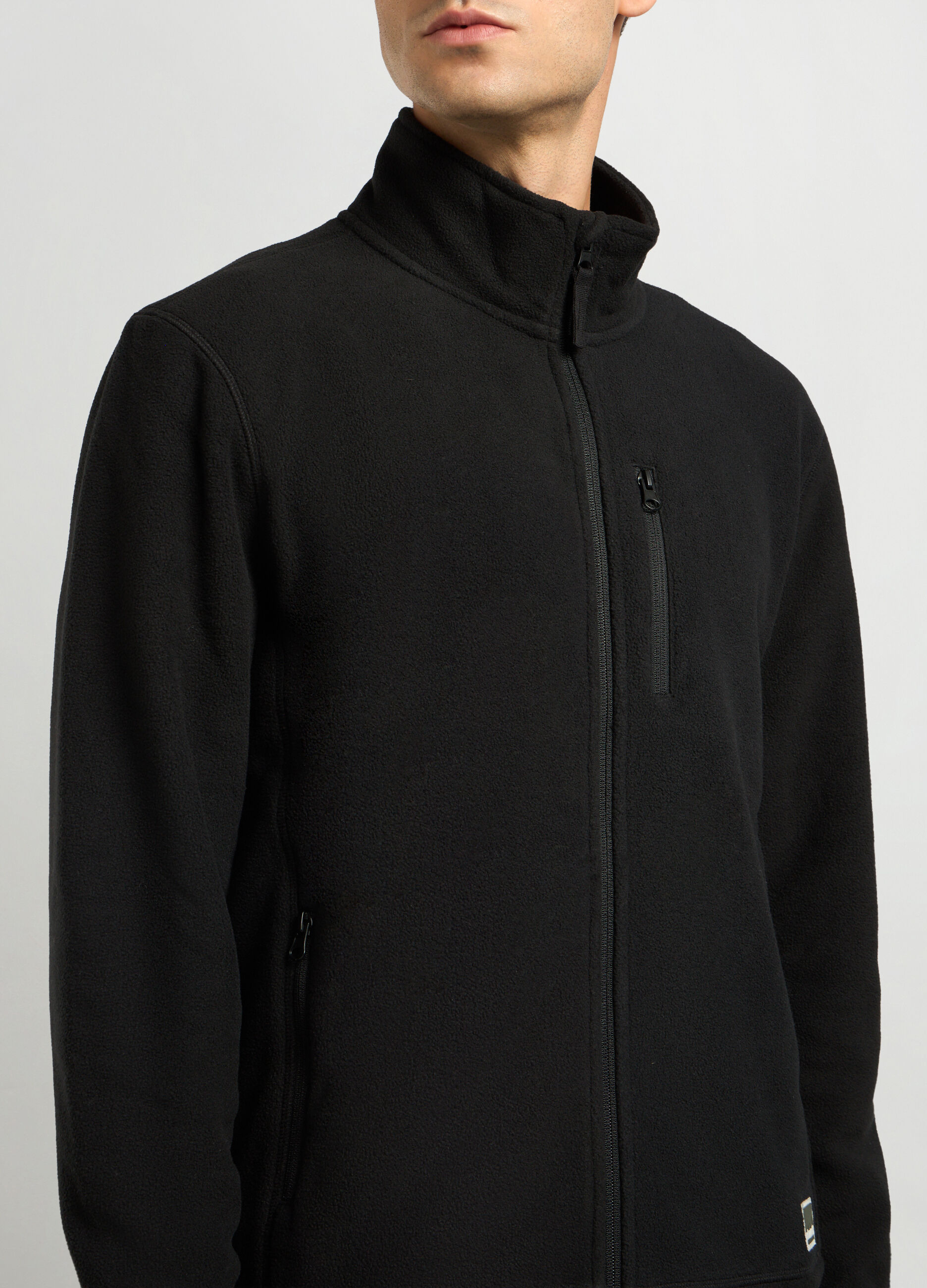 Felpa in pile a collo alto full zip uomo_2