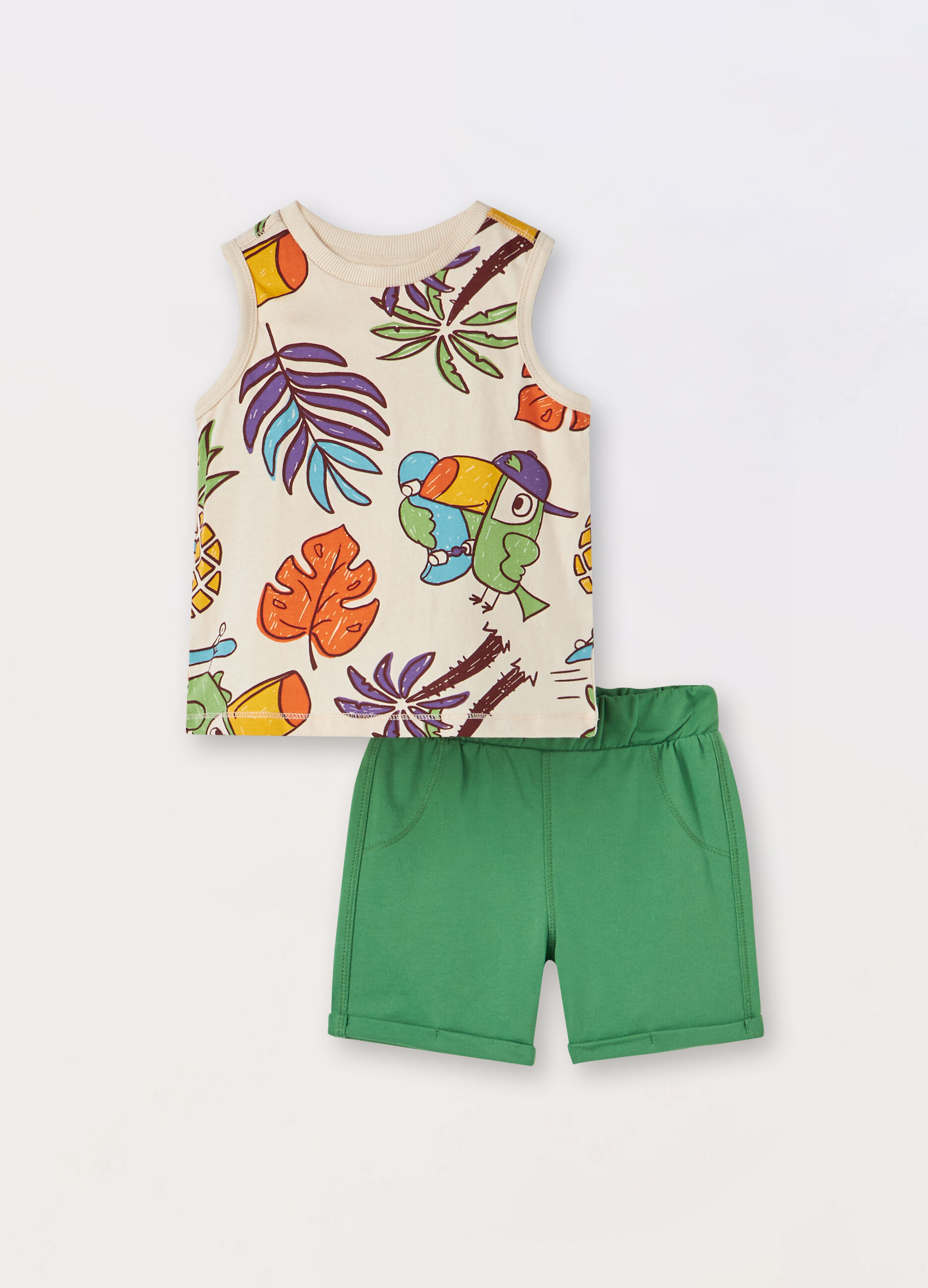 Jogging set in jersey di puro cotone neonato_0
