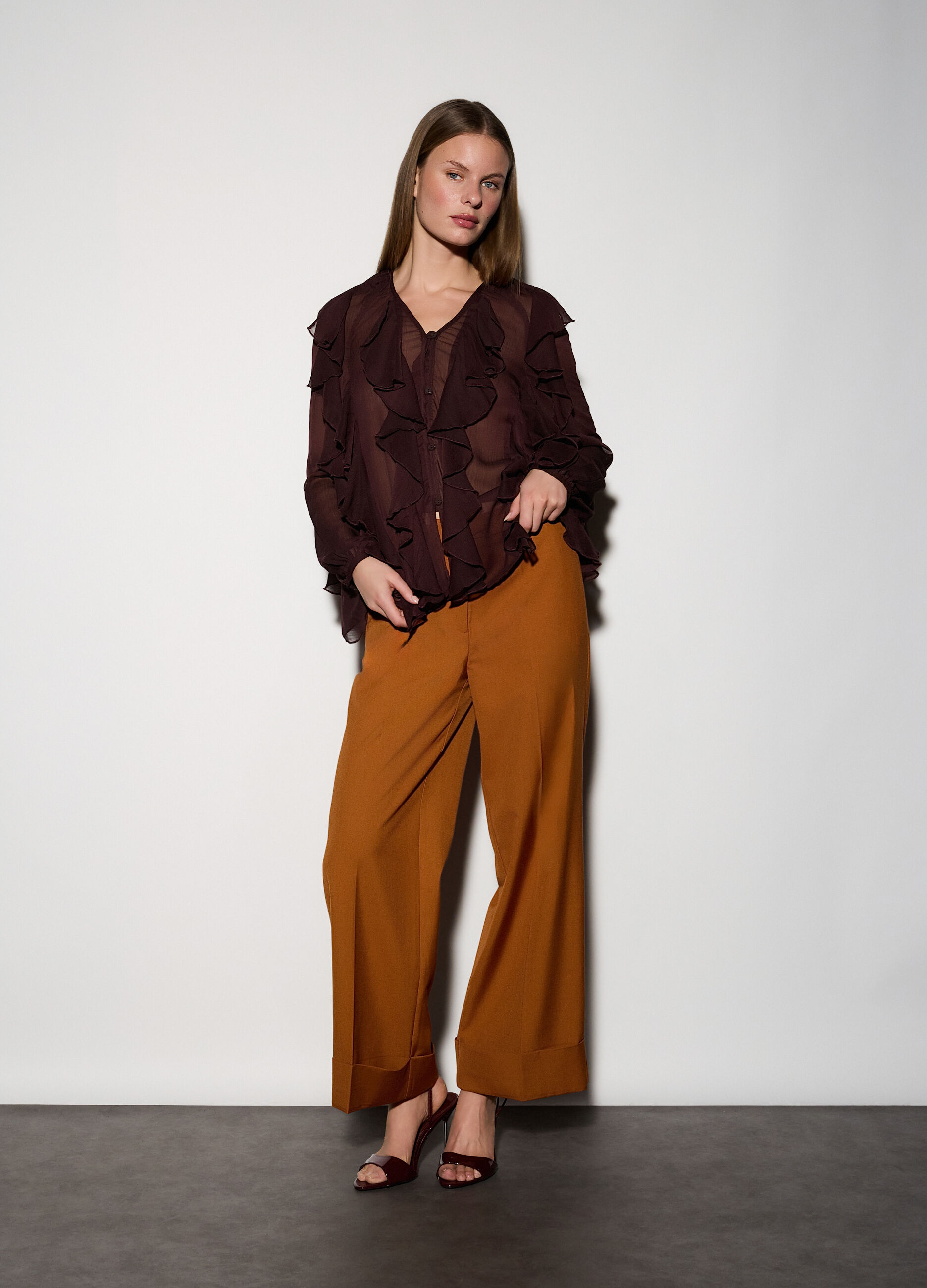 Pantaloni straight fit misto viscosa donna_0