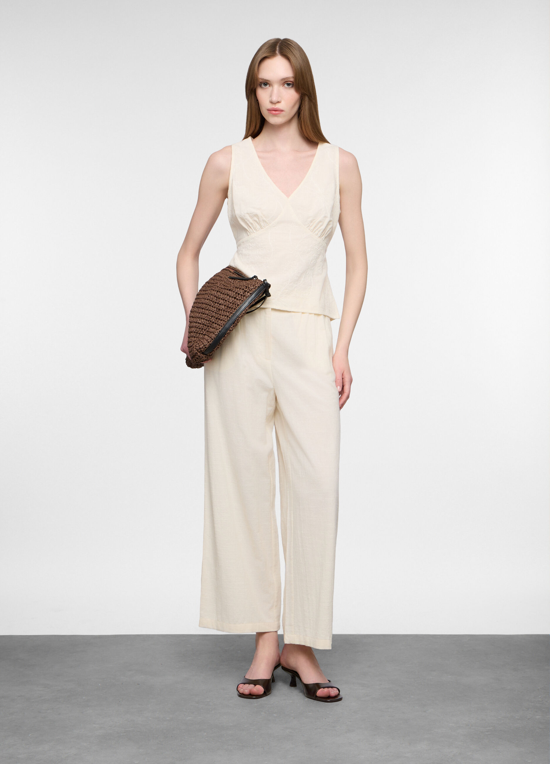 Pantaloni culotte misto cotone donna