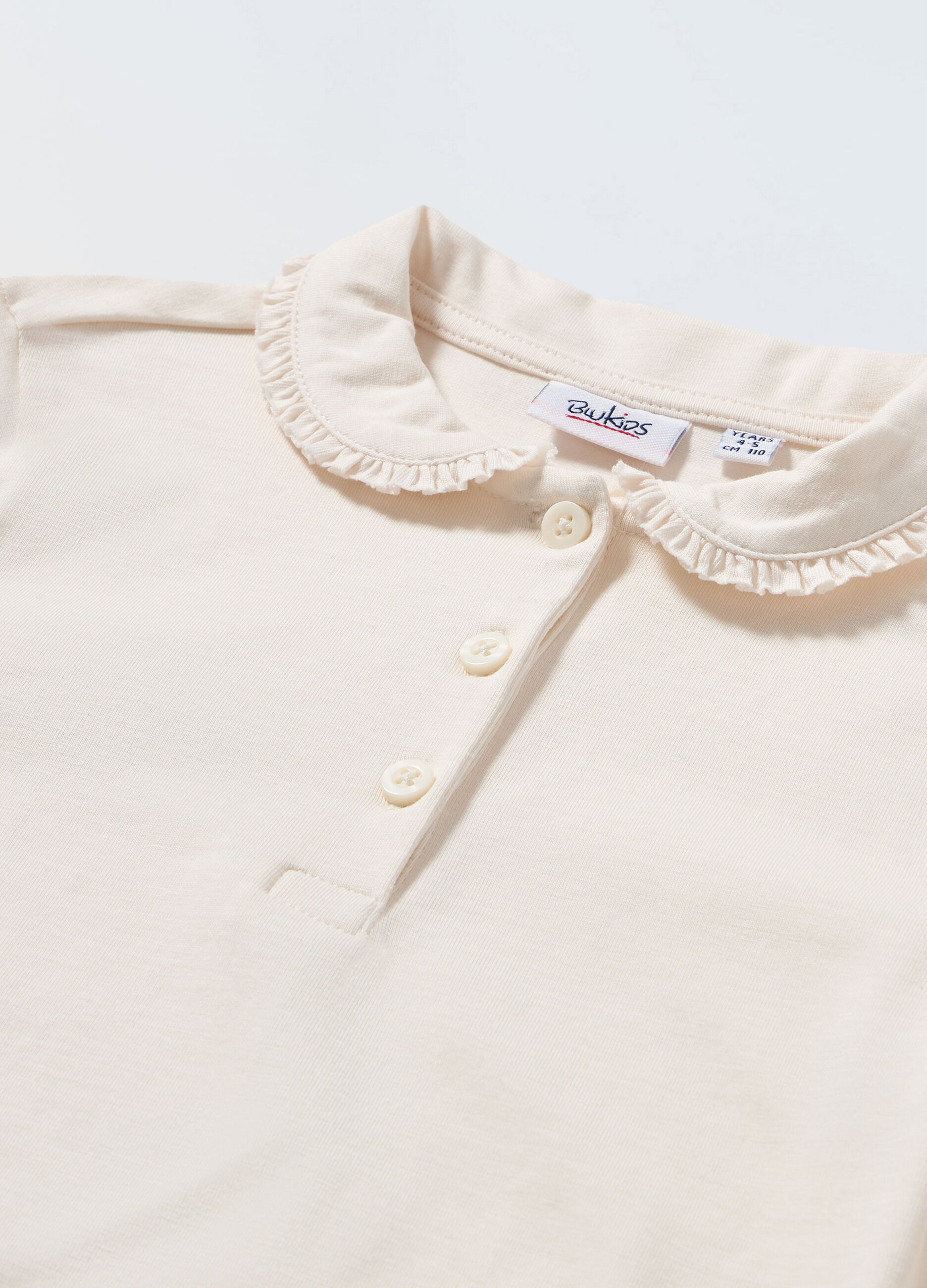 Polo a maniche lunghe con rouches bambina_1