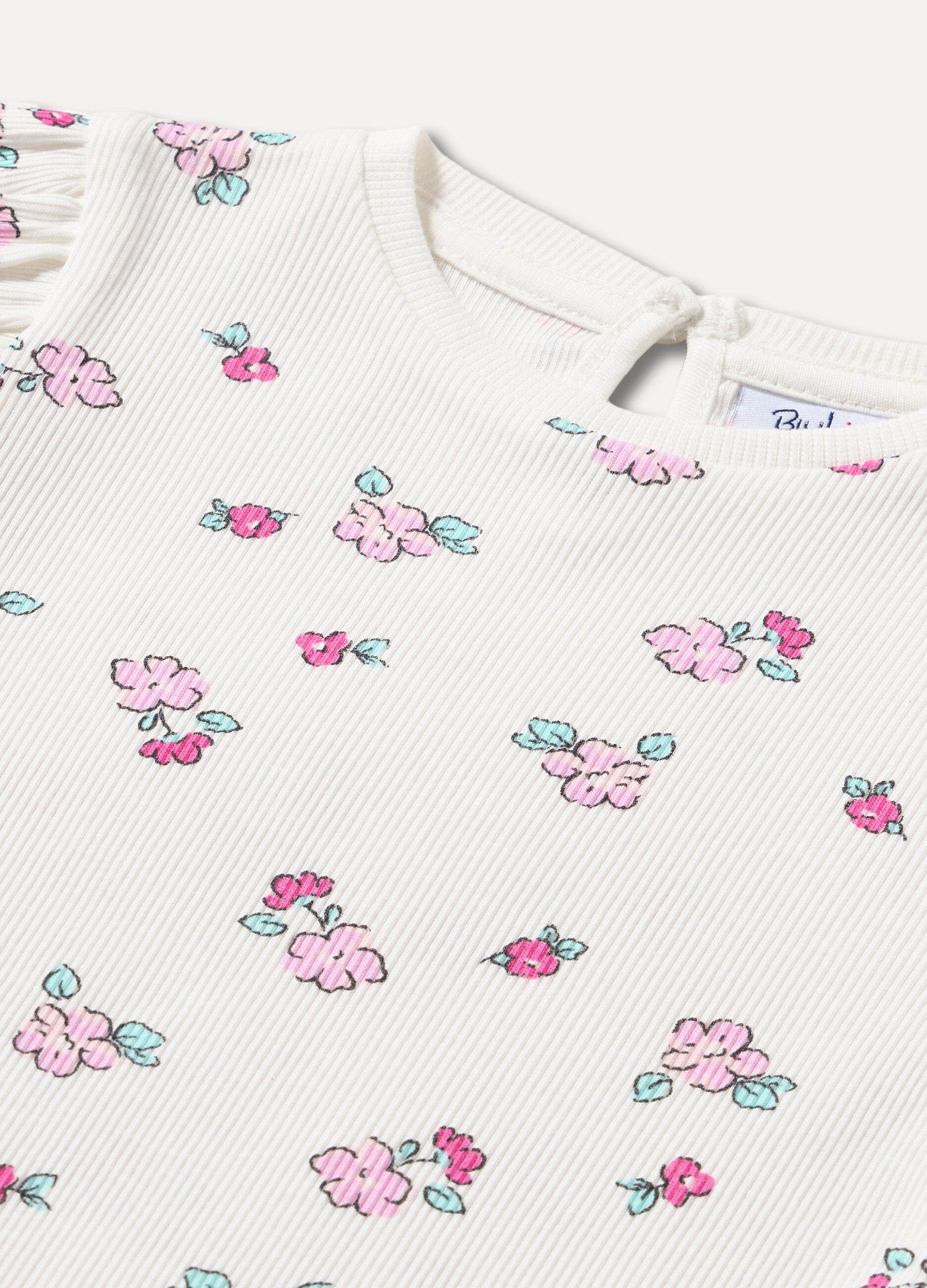 T-shirt in costina di puro cotone neonata_1