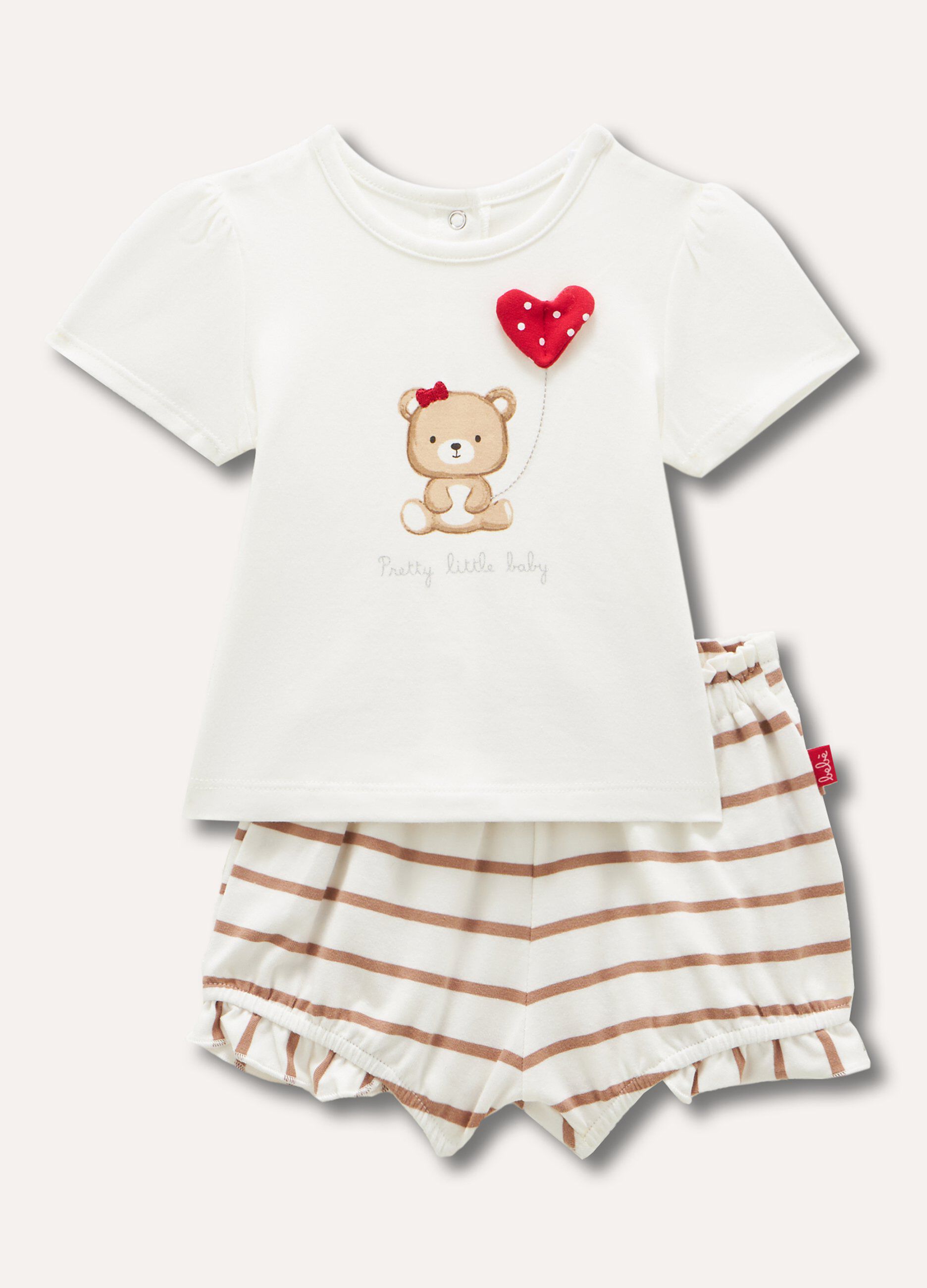 Set t-shirt e pantaloncini in cotone stretch neonata_0