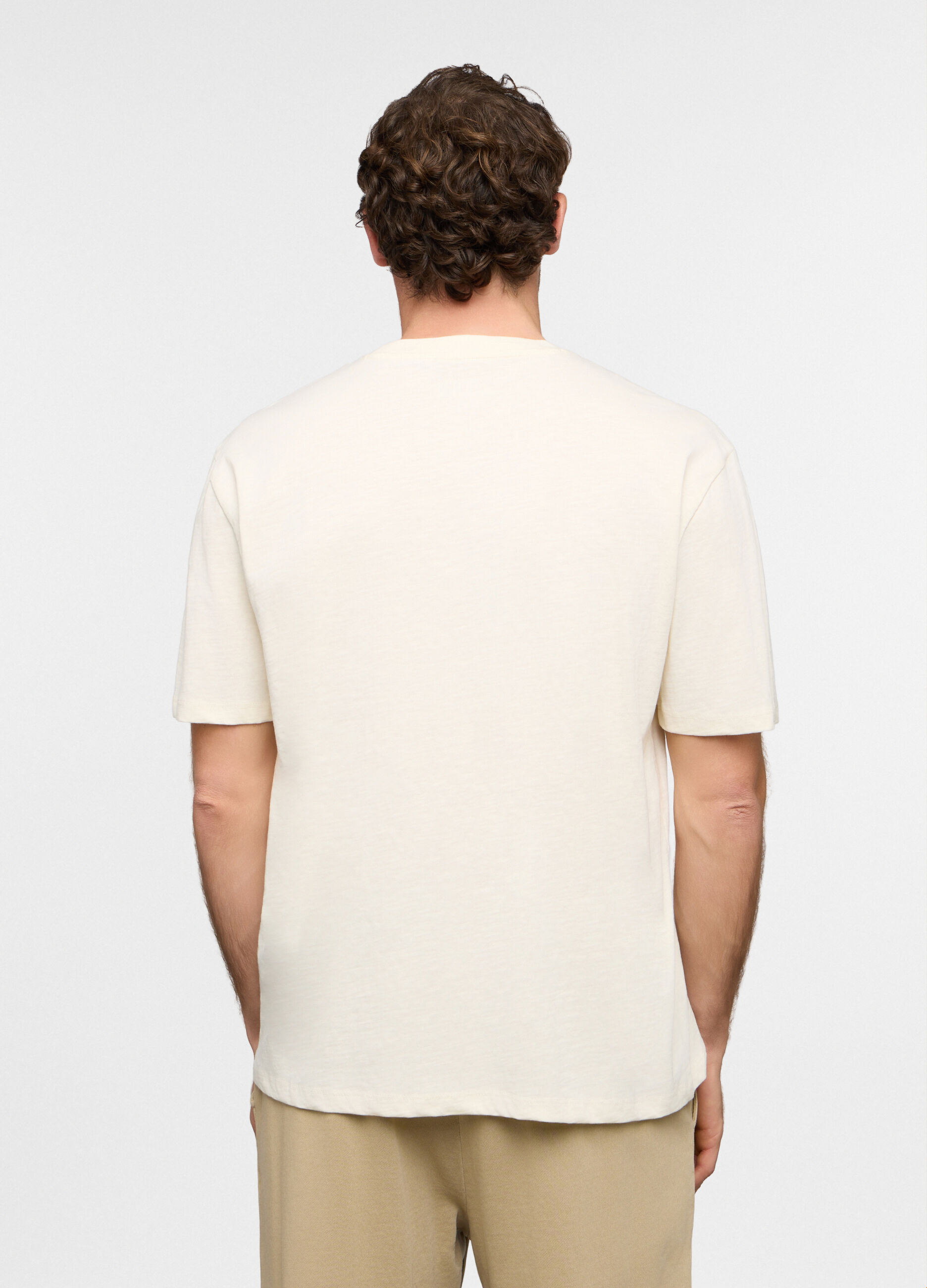 T-shirt girocollo in cotone fiammato uomo_1