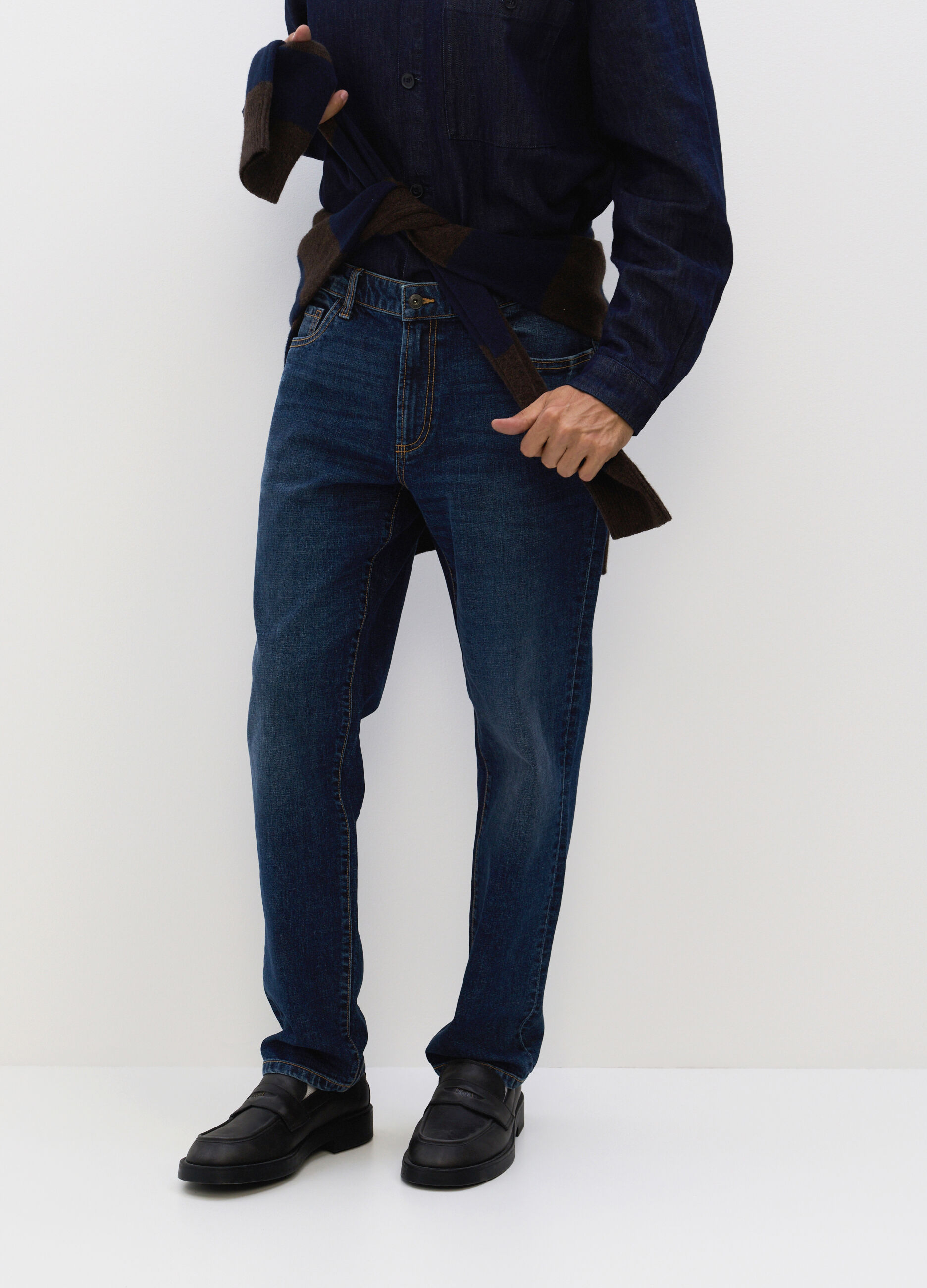 Jeans regular fit in denim stretch uomo