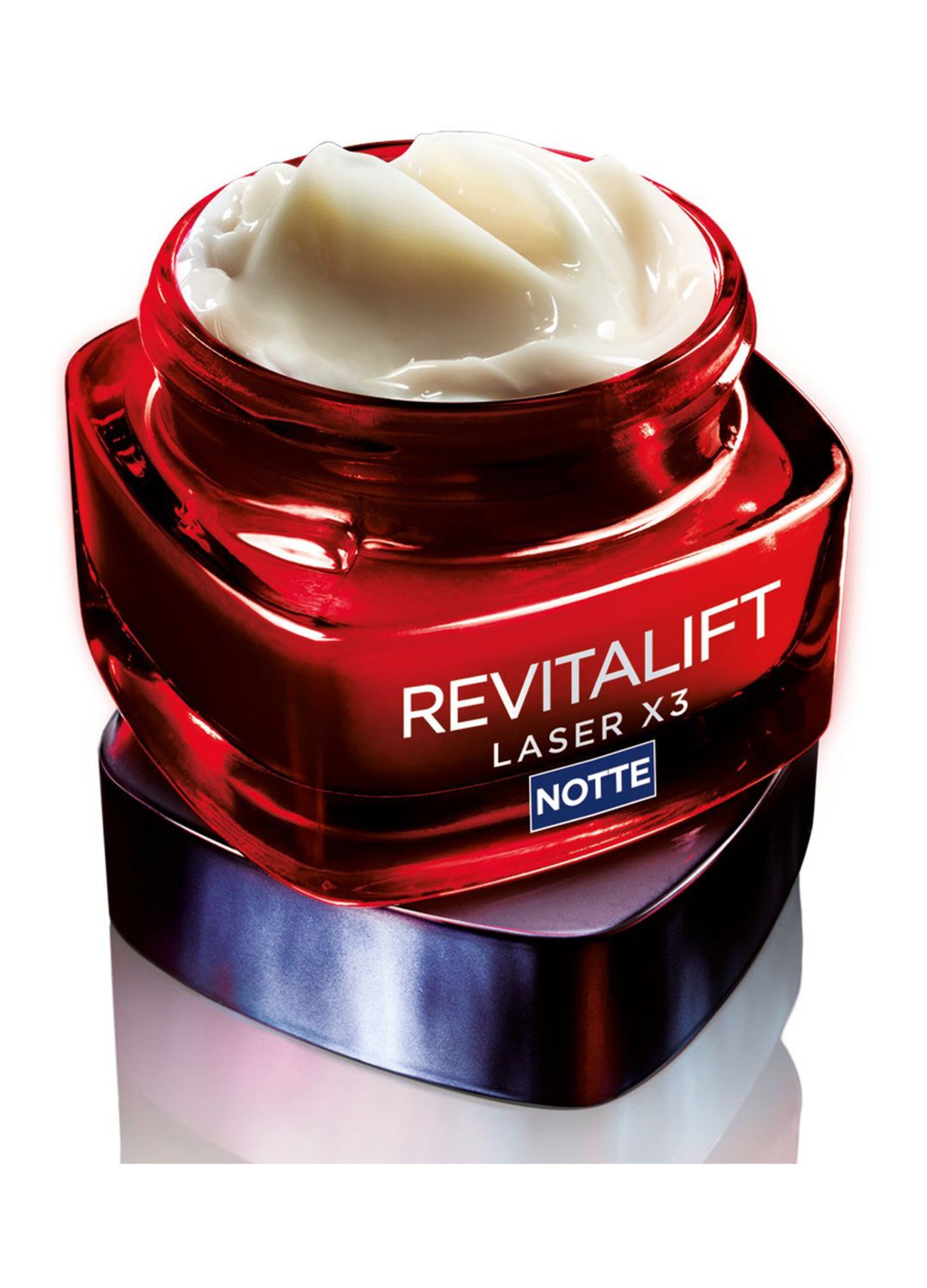 L'Oréal Paris Crema Viso Notte Revitalift Laser X3, Azione Antirughe Anti-Età con Acido Ialuronico e Pro-Xylane, 50 ml.