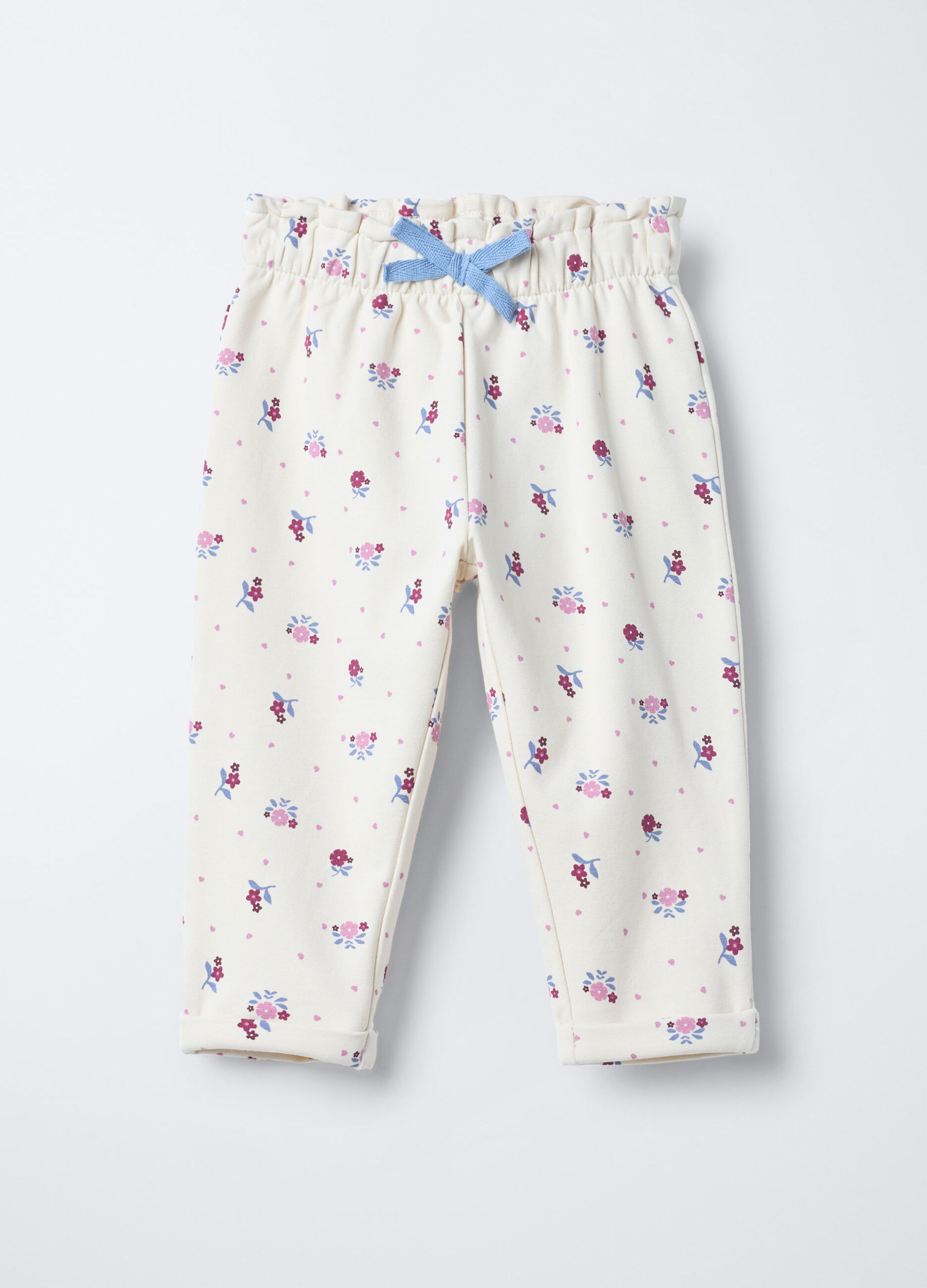 Jogger in cotone garzato stretch bimba_0