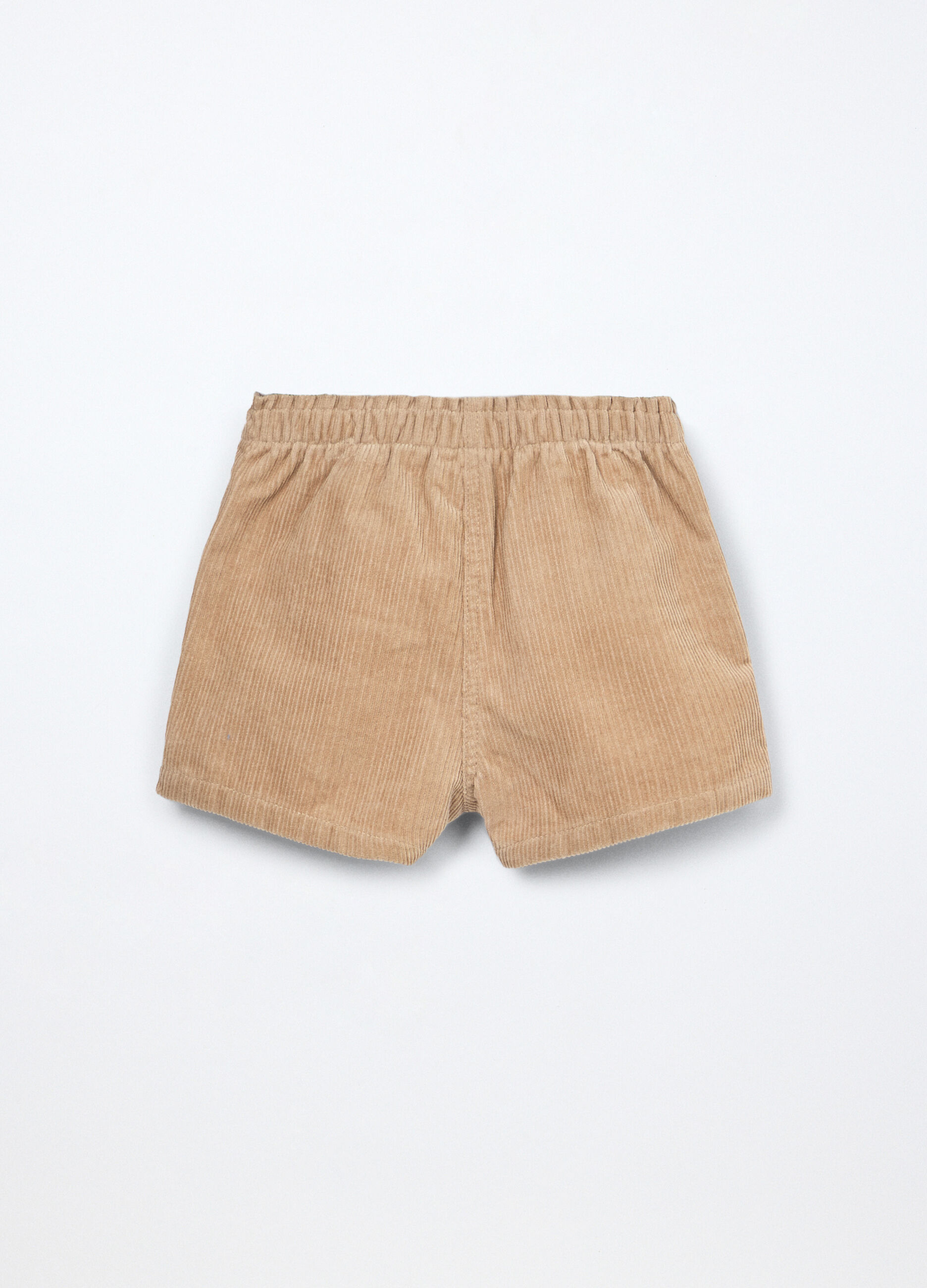 Shorts in velluto a coste di puro cotone neonata_1
