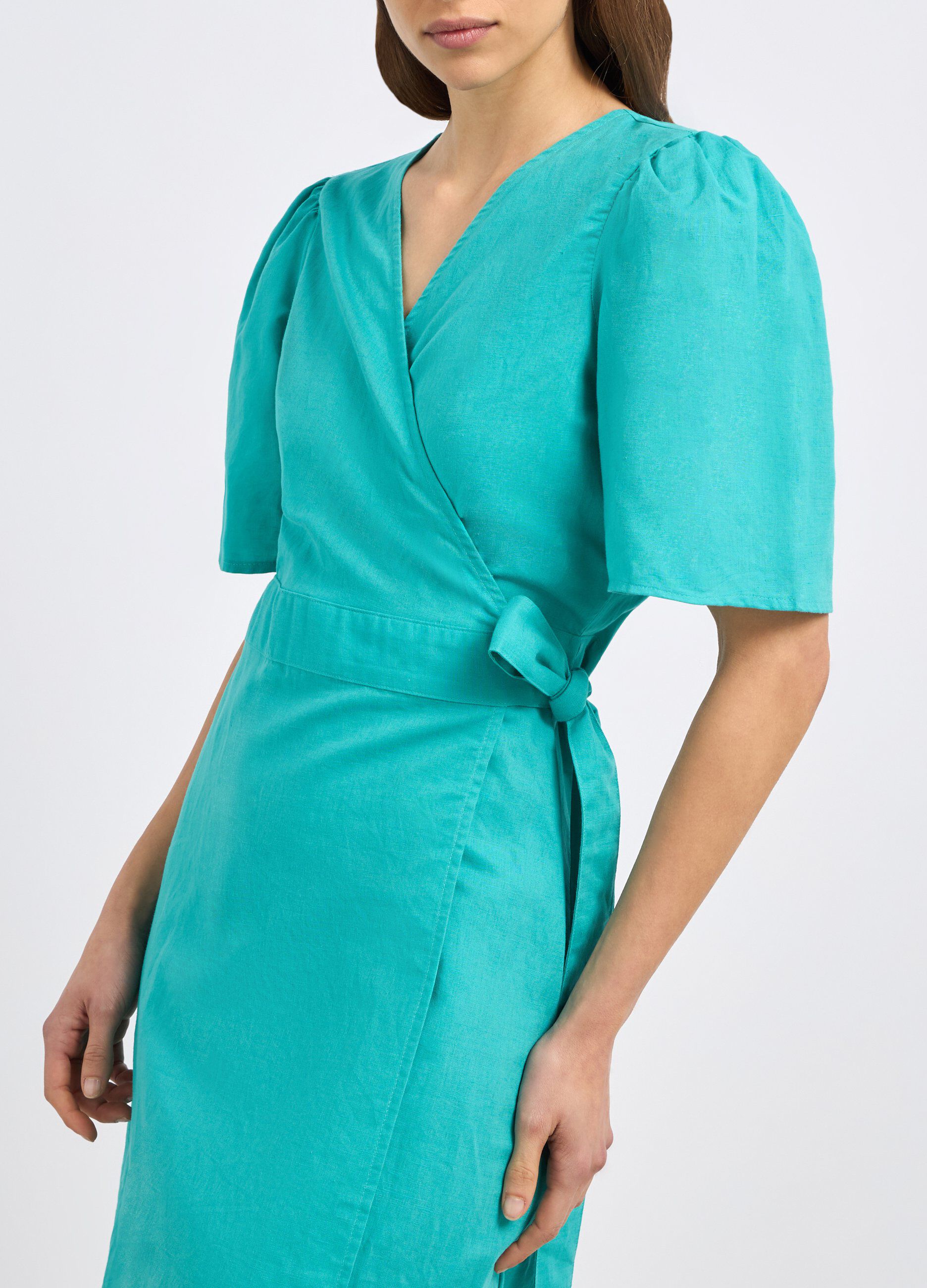 Abito corto in misto lino donna_2