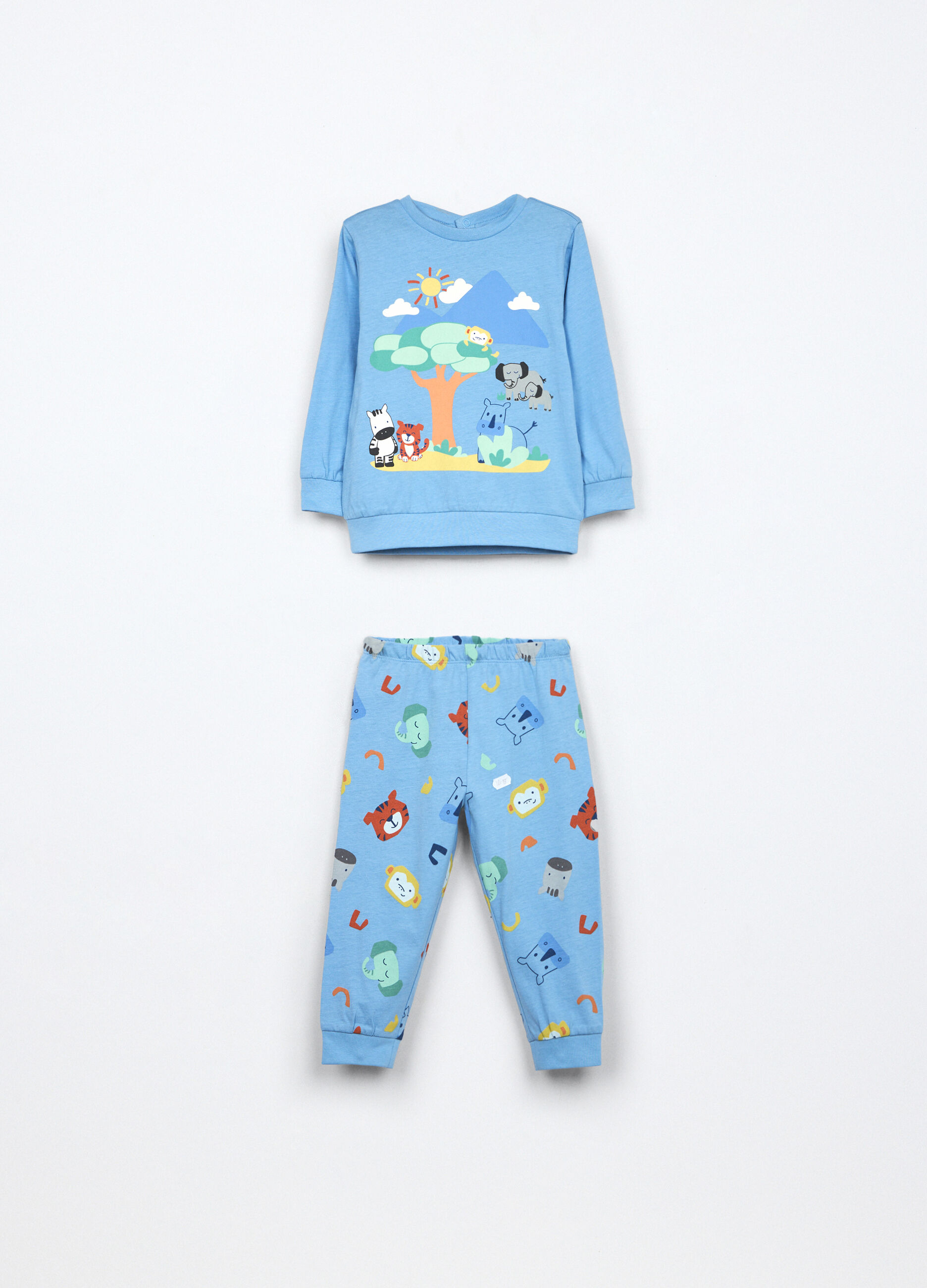 Set pigiama lungo in jersey di puro cotone neonato_0