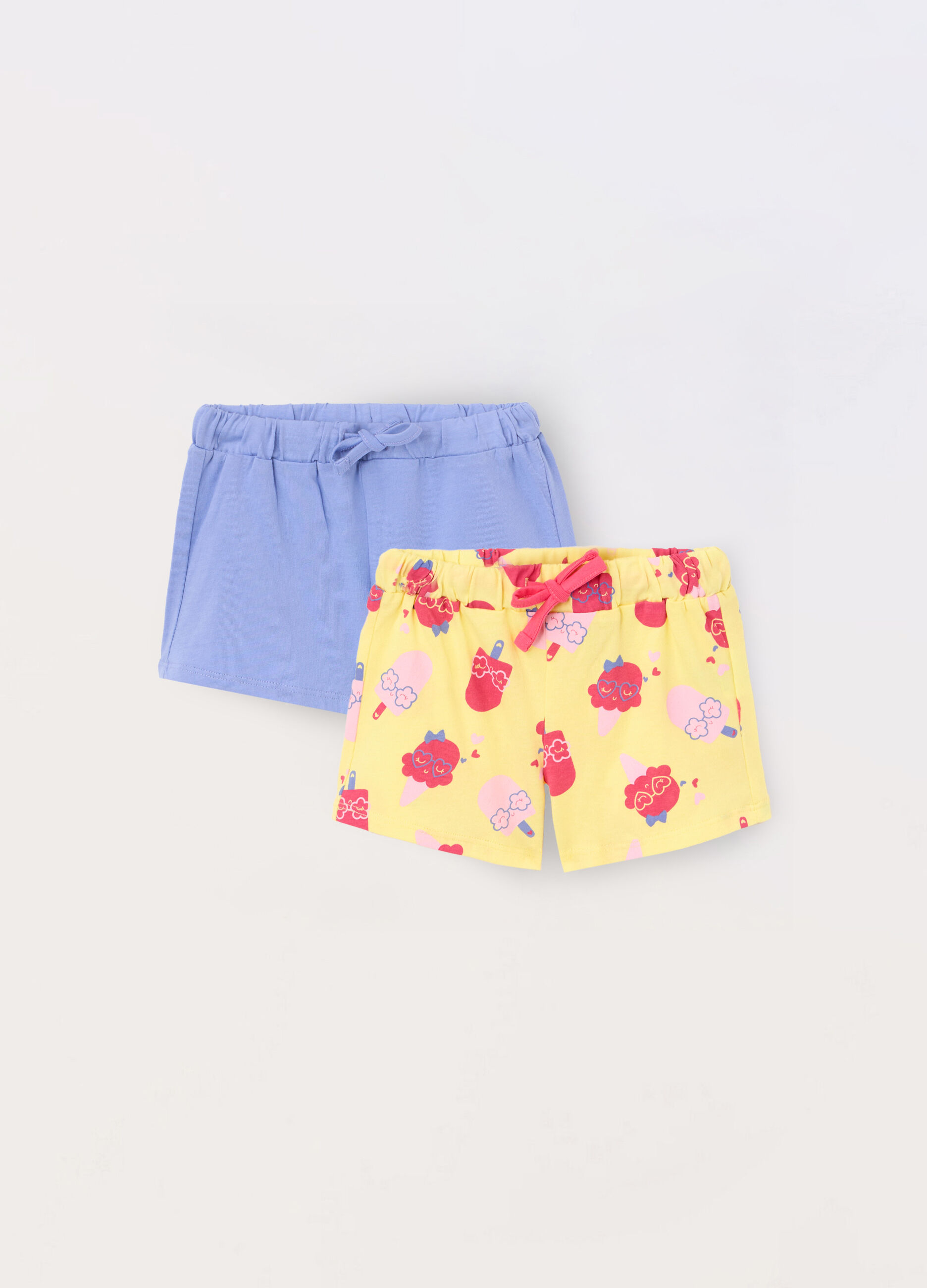 Pack 2 shorts in jersey di puro cotone neonata_0