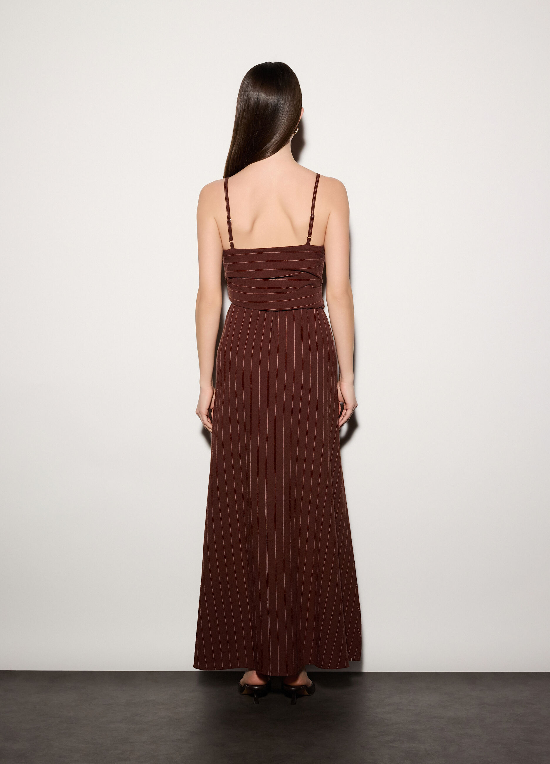 Abito gessato misto lino donna