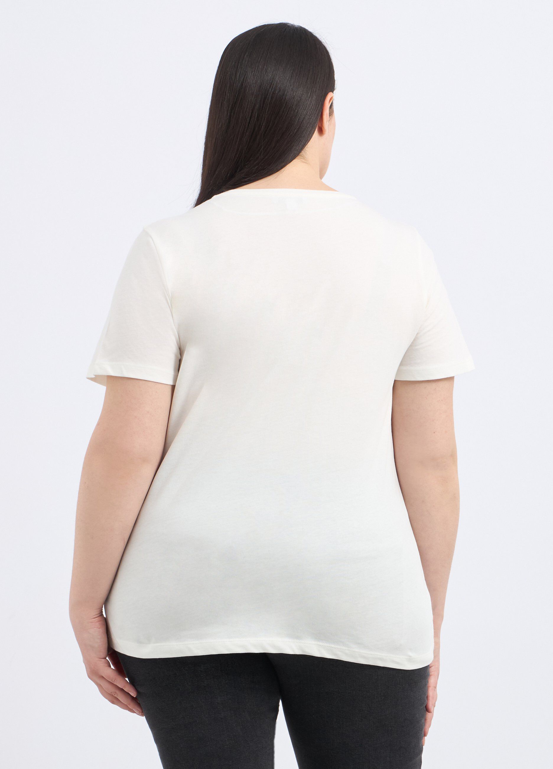 T-shirt in puro cotone biologico con stampa donna curvy_1