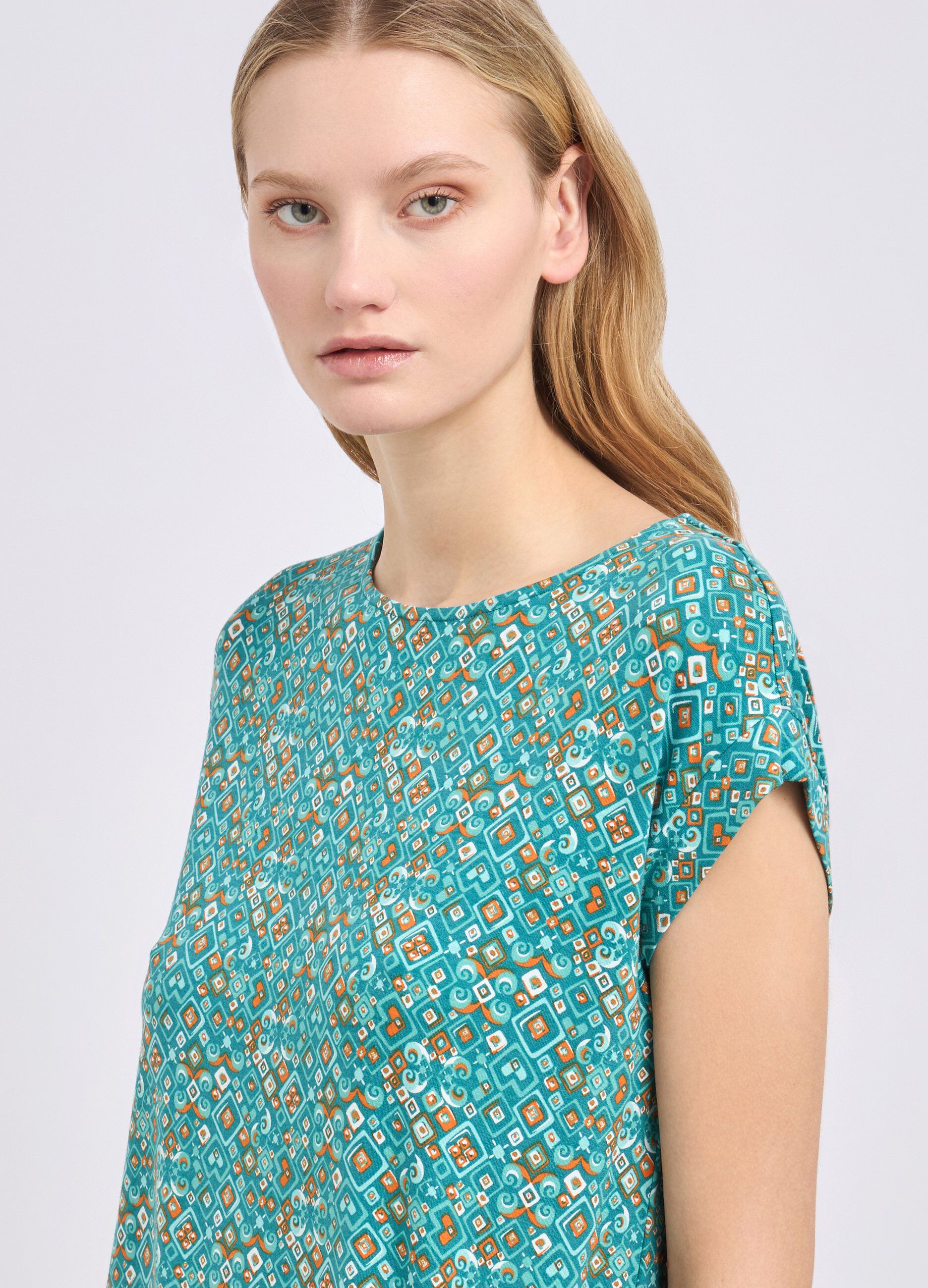 T-shirt in pura viscosa stretch con stampa donna_2