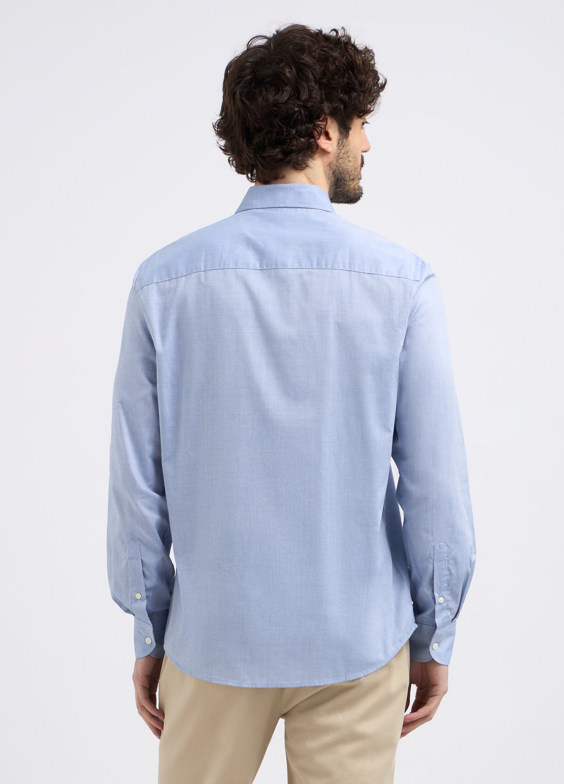 Camicia a maniche lunghe in tinta unita uomo_1