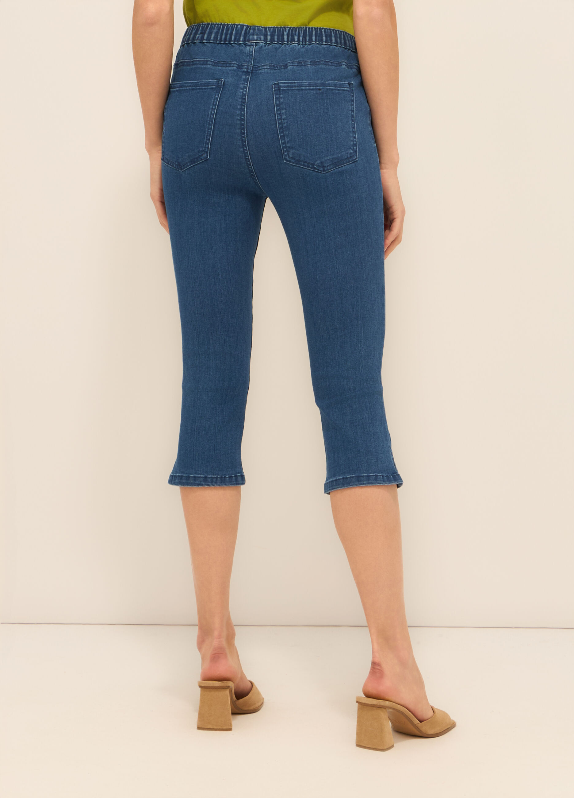 Jeggings capri in denim di misto cotone stretch donna