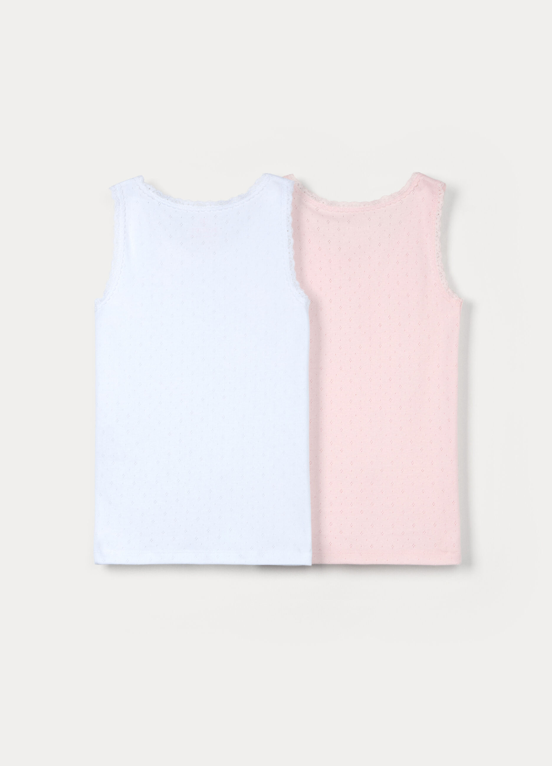 Pack 2 canotte in puro cotone pointelle bambina_1