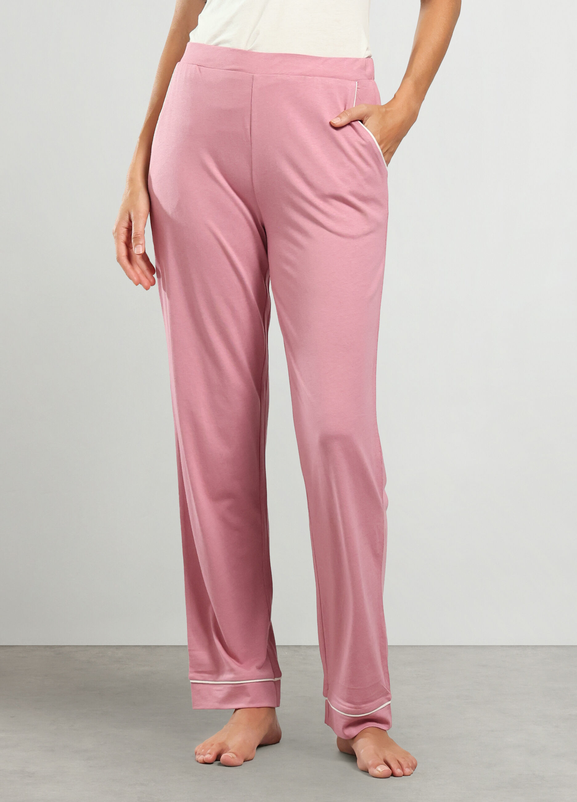 Pantaloni lunghi pigiama in misto cotone donna_0