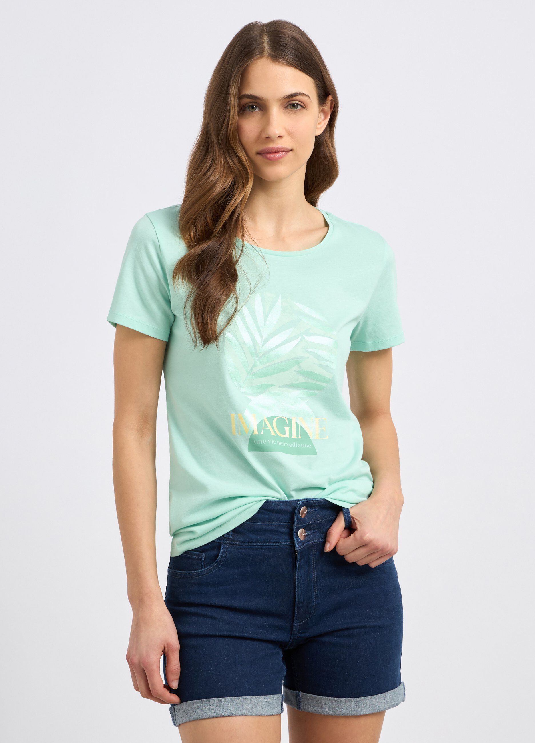 T-shirt in puro cotone con stampa donna_0