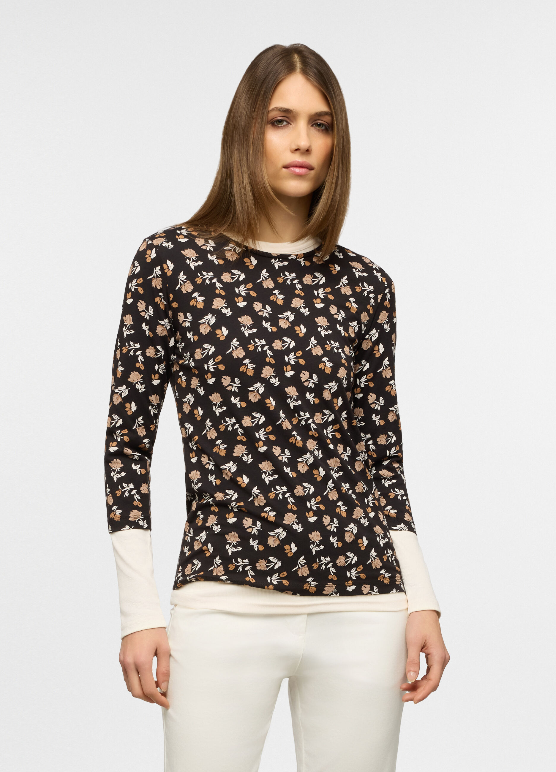 T-shirt girocollo stretch donna_0
