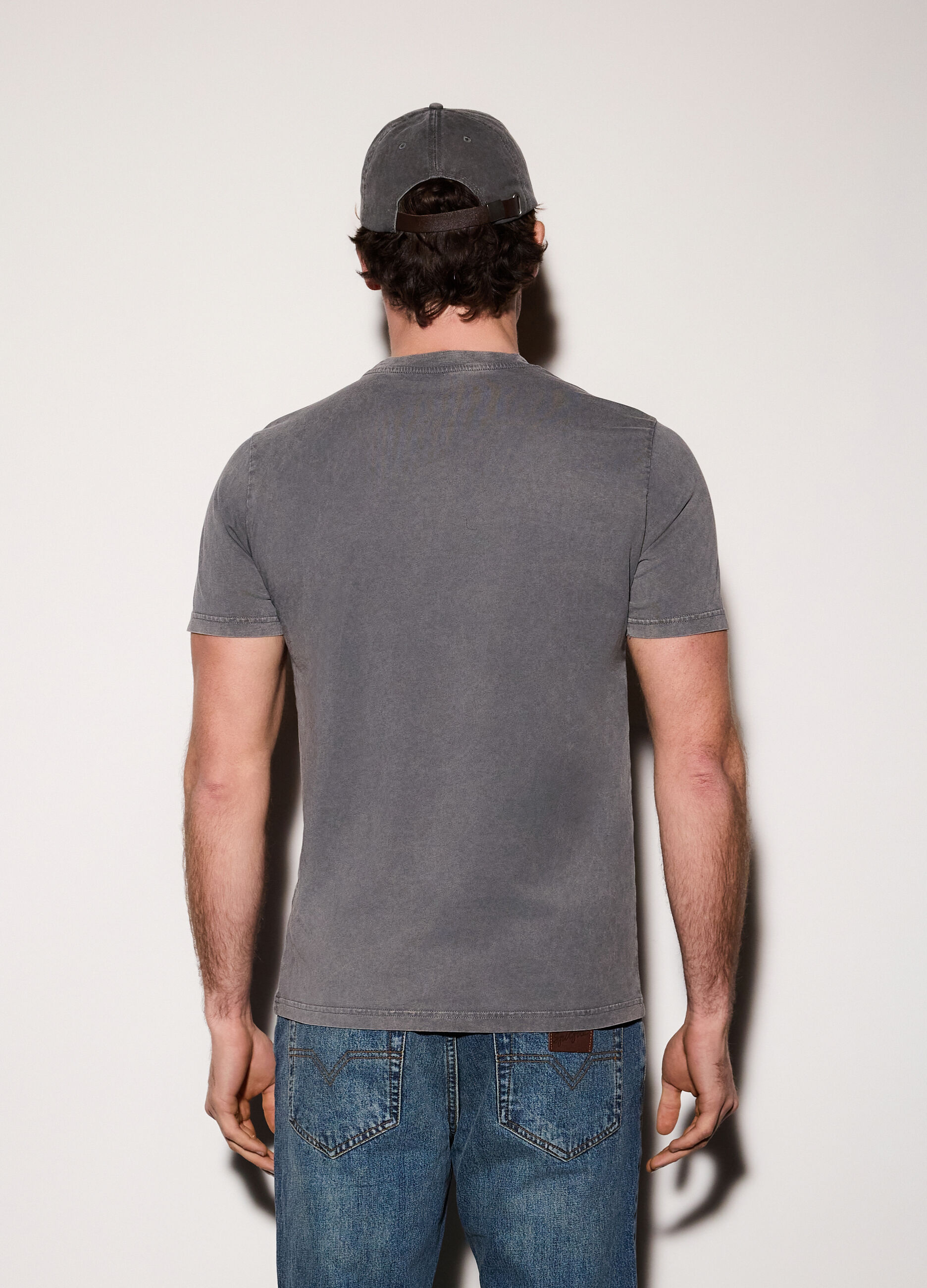 T-shirt in jersey di cotone con stampa uomo