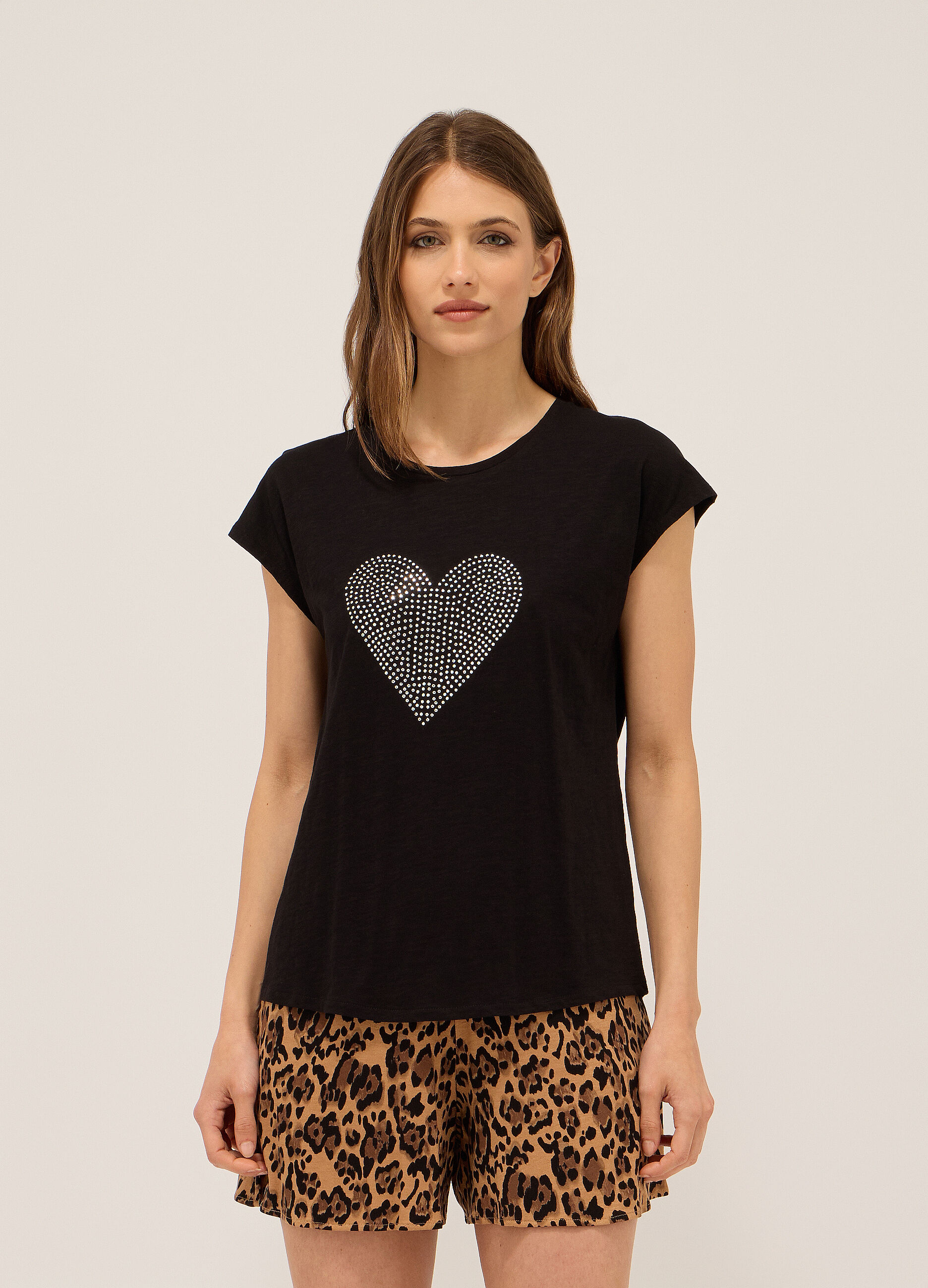T-shirt in jersey di cotone slub donna_0