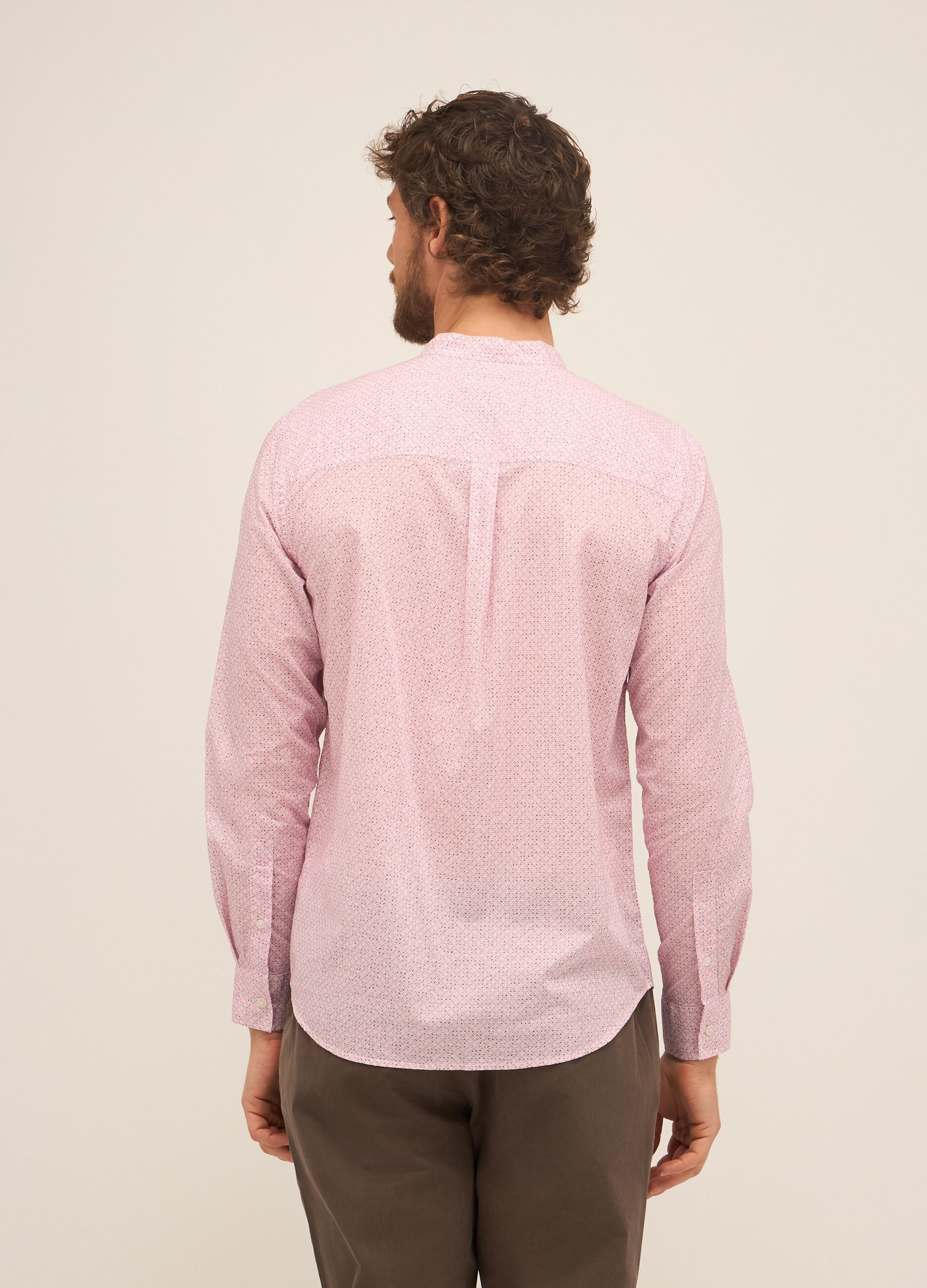 Camicia con collo alla coreana in cotone a fiore_1