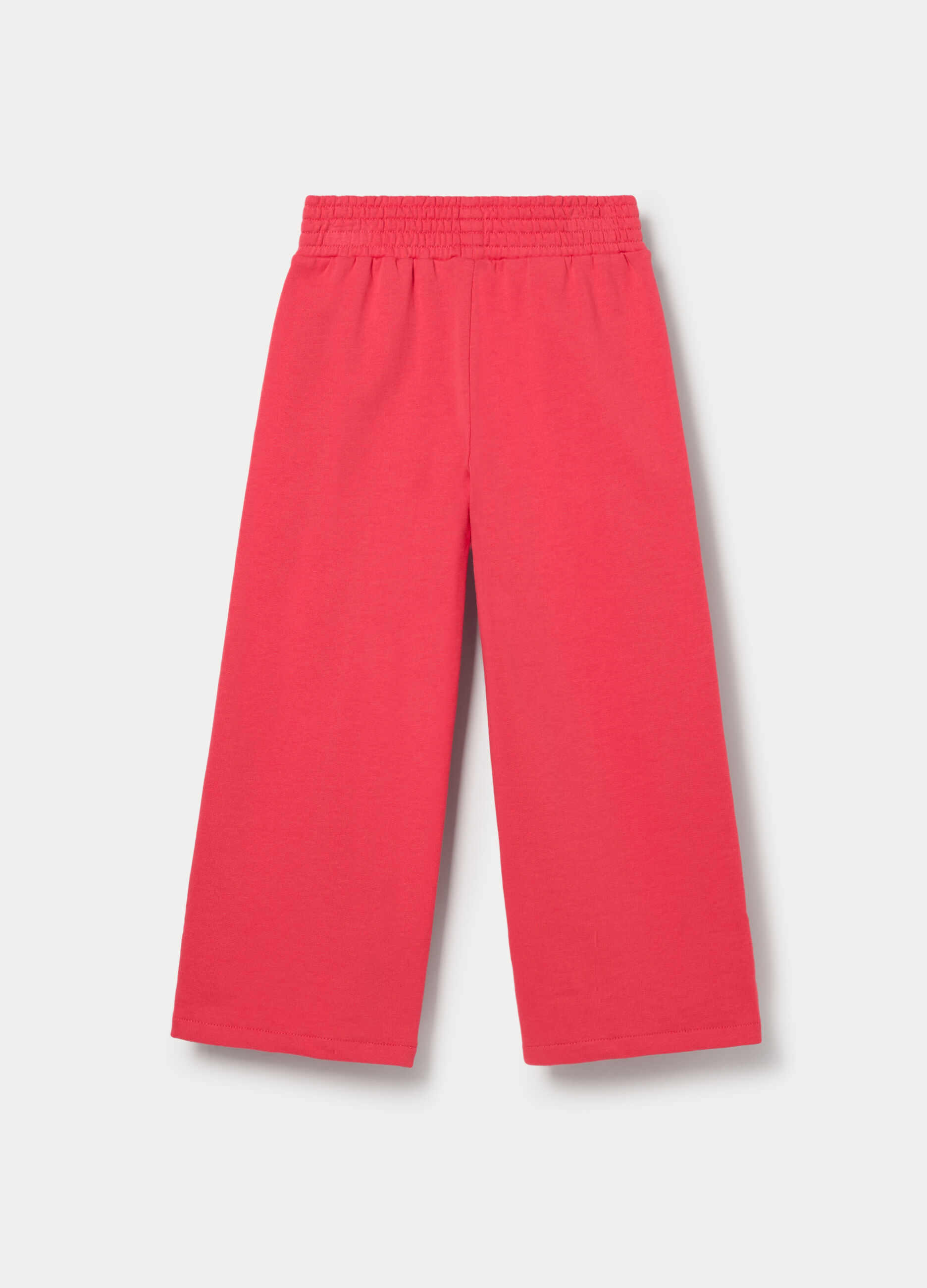 Pantaloni wide leg in french terry di puro cotone bambina_1