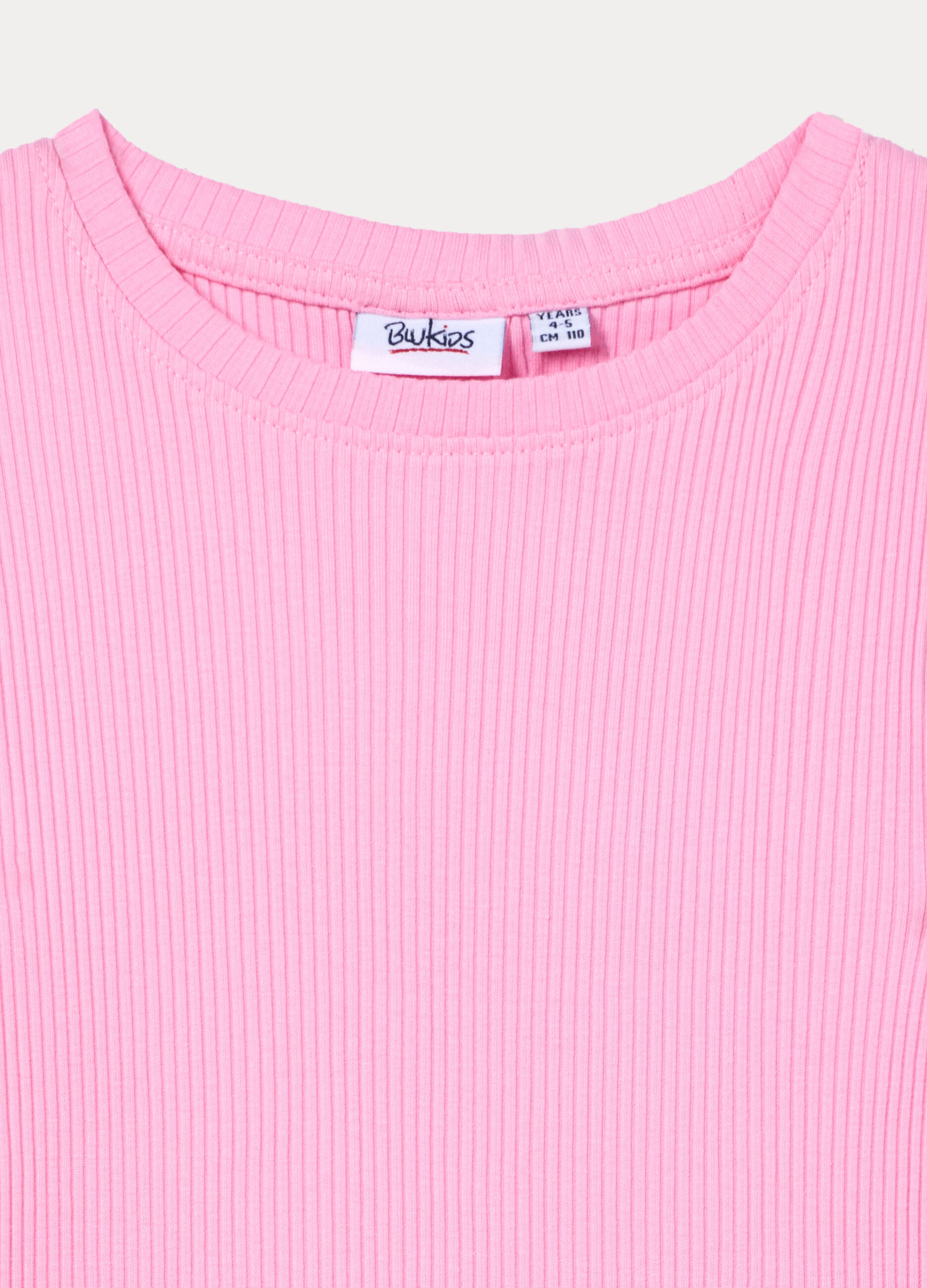 T-shirt girocollo in costina di cotone stretch bambina_2