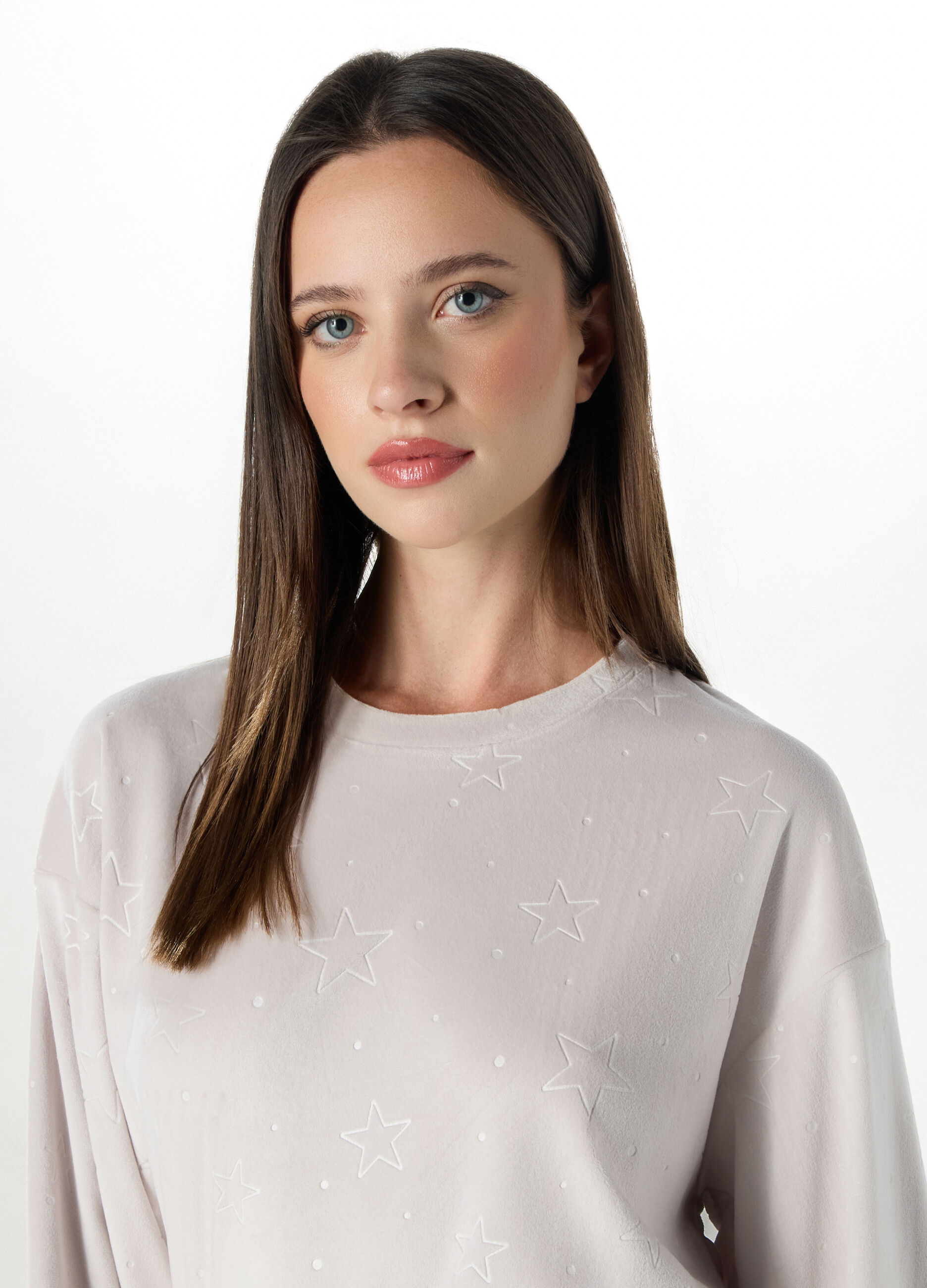 Top pigiama in velours con motivo in rilievo donna_2